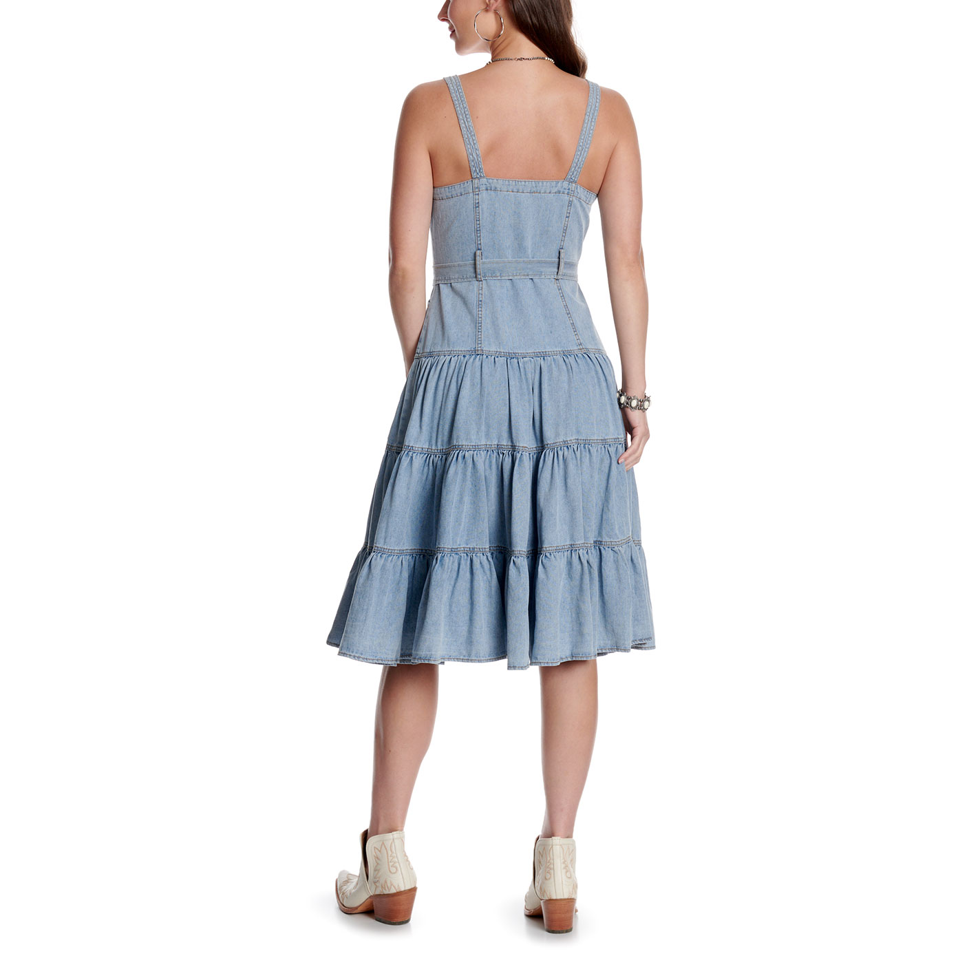 Blue B Women's Light Wash Denim Midi Dress - Image 1