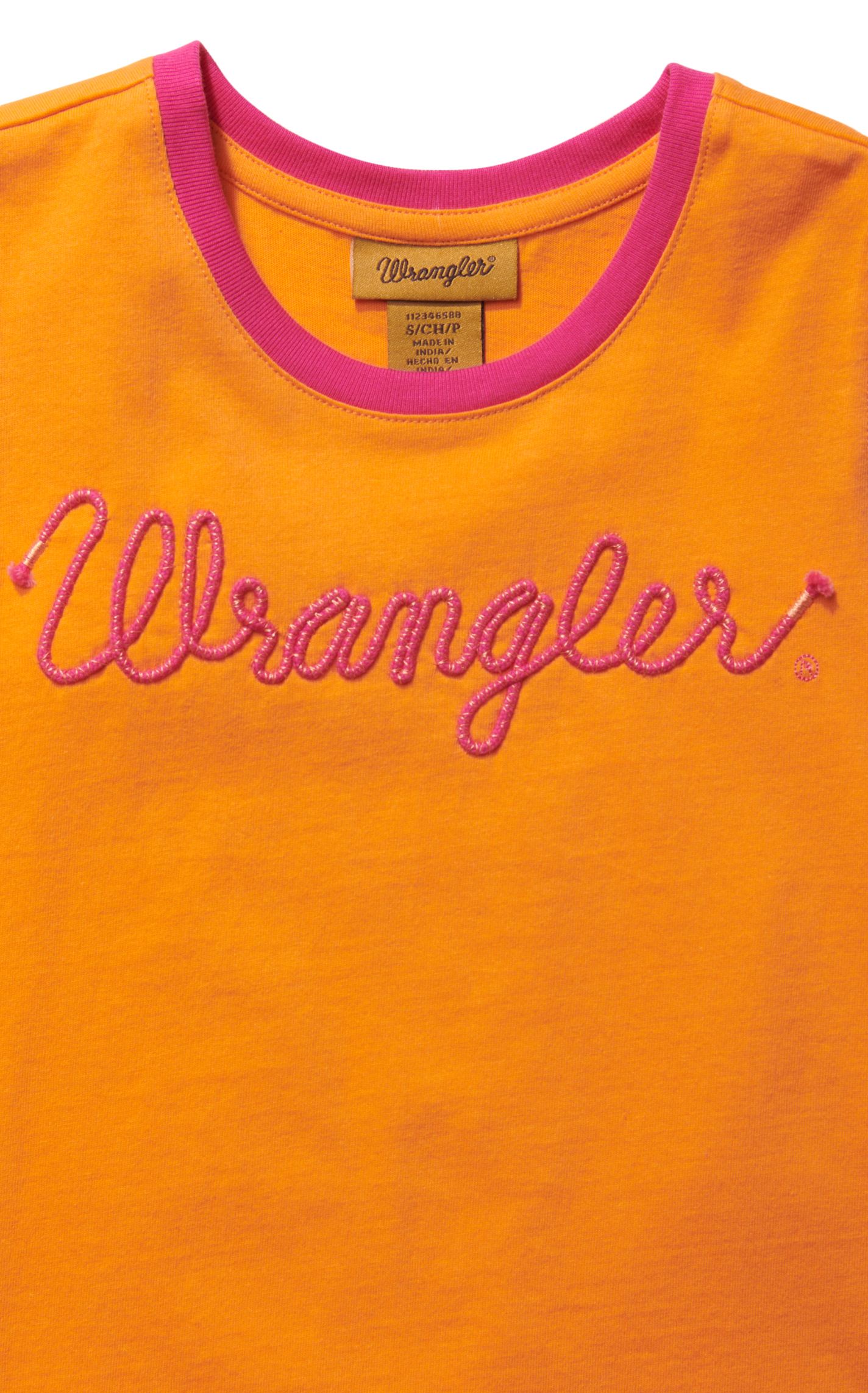 Wrangler Girl's Tangerine & Hot Pink Embroidered Logo Sleeveless Top - Image 1