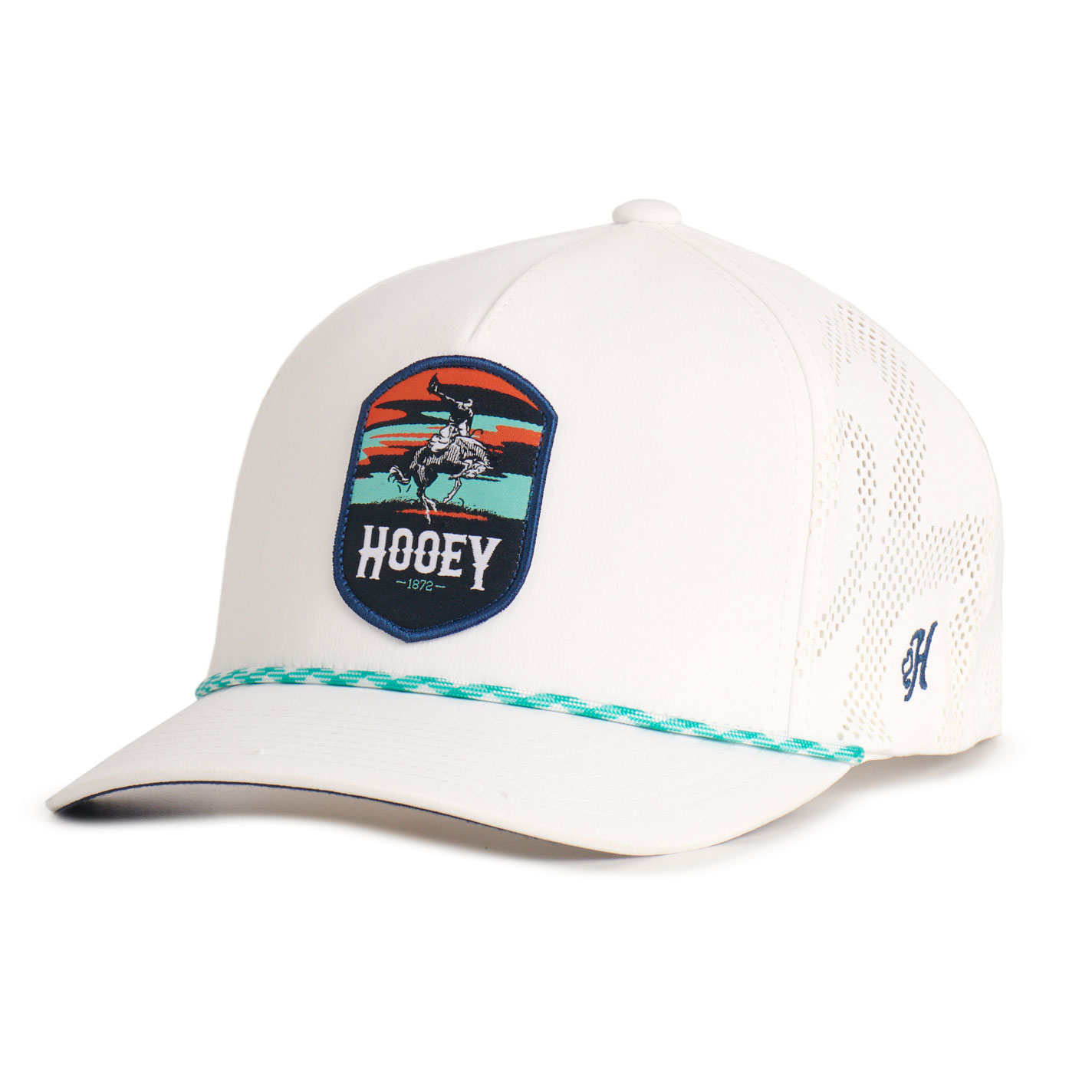 Hooey Cheyenne Patch White Curved Bill Cap - Image 1