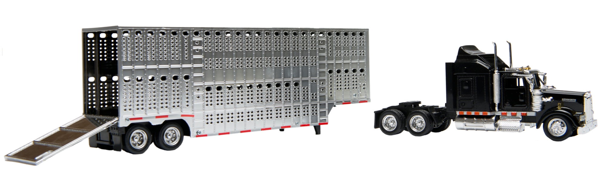M&F Bigtime Rodeo Black Kenworth Bull Hauler Toy Set - Image 1