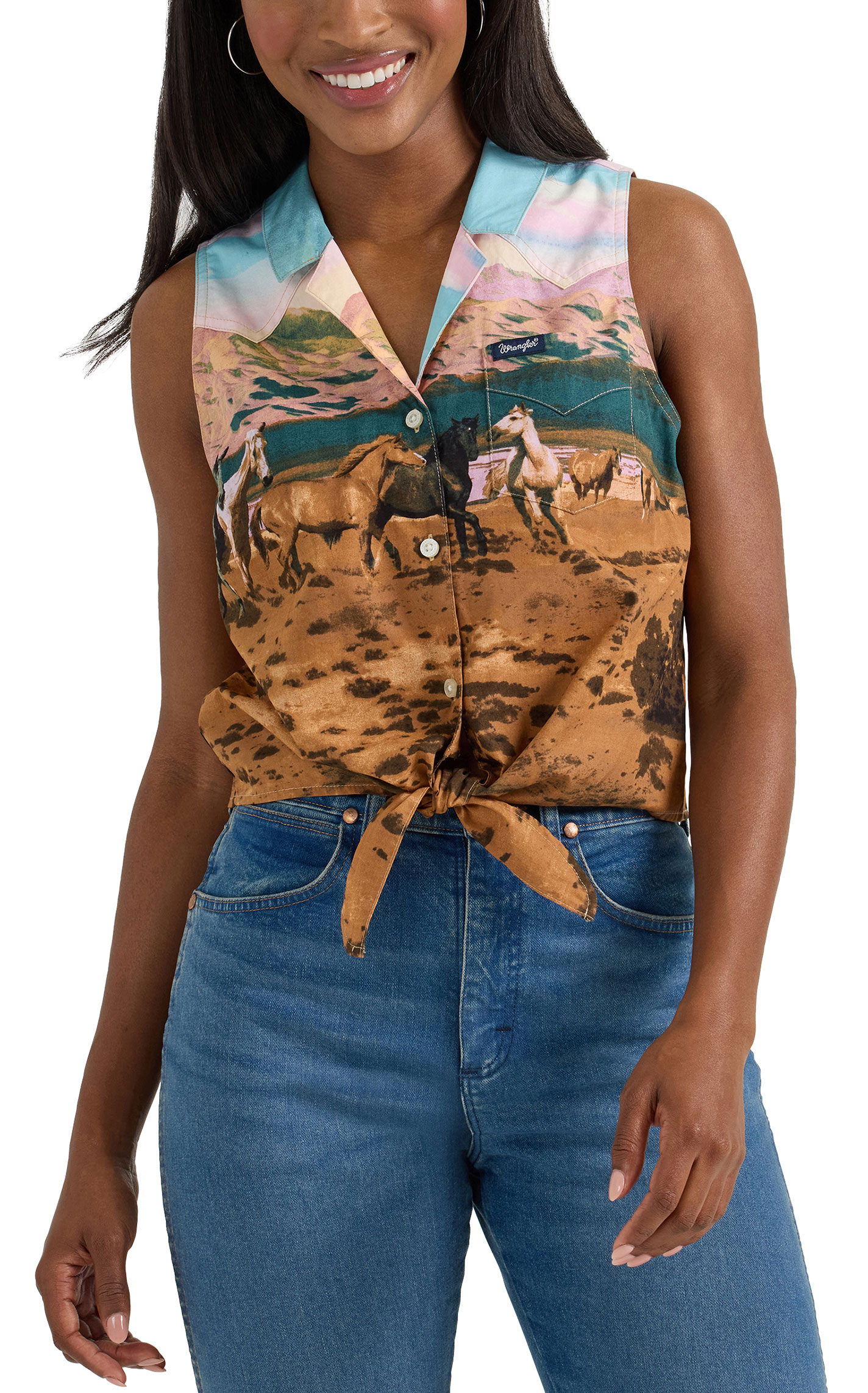 Wrangler Retro Women's Desert Horse Print Top - Image 1