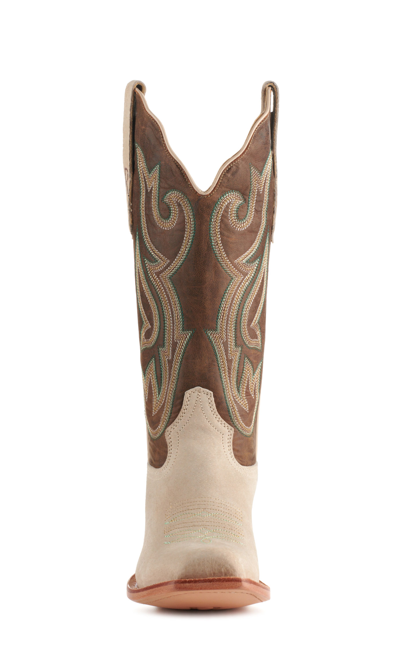 R. Watson Women's Honey Brown and Bone Boar Punchy Square Toe Cowboy Boots - Image 1