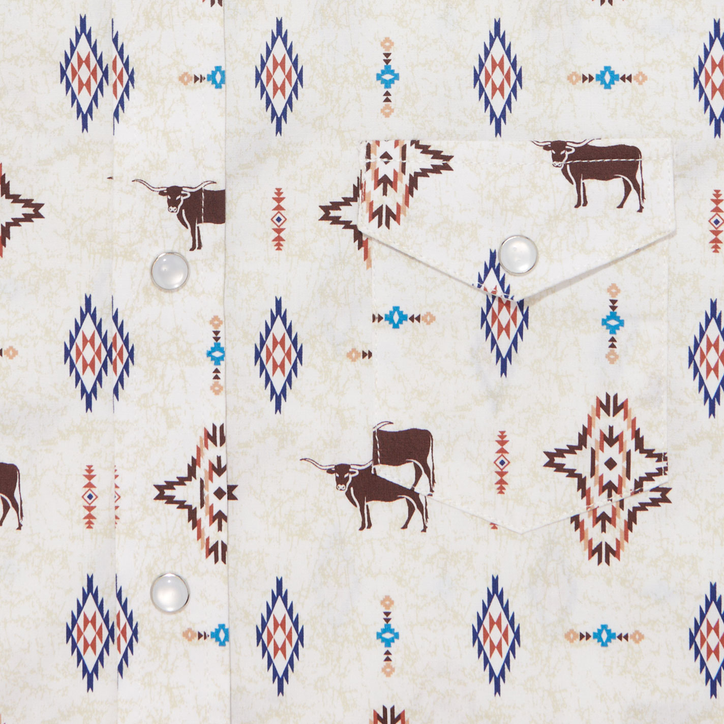 Rough Stock Boy's White Novelty Steer Print Western Shirt - Image 1