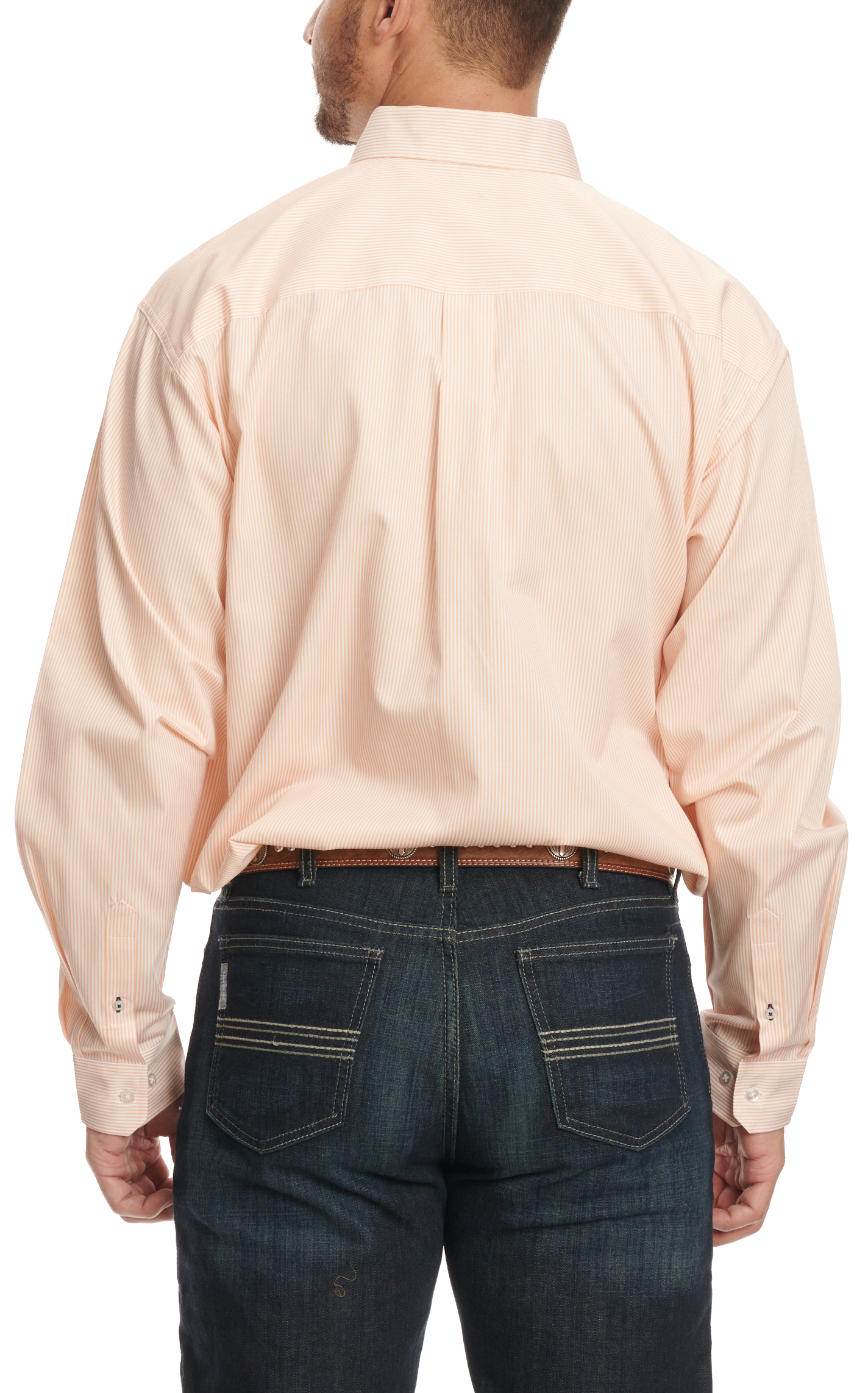 Cinch Men's Coral & White TENCEL™ Striped Western Shirt - Image 1