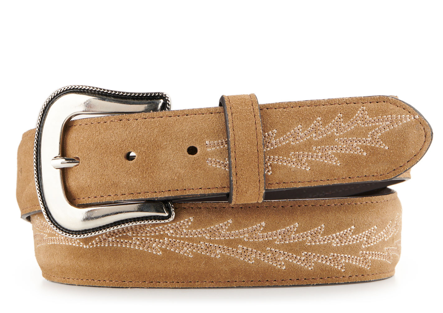JRC & Sons Women's Nancy Sand Boot Stitch Suede Western Belt - Image 1