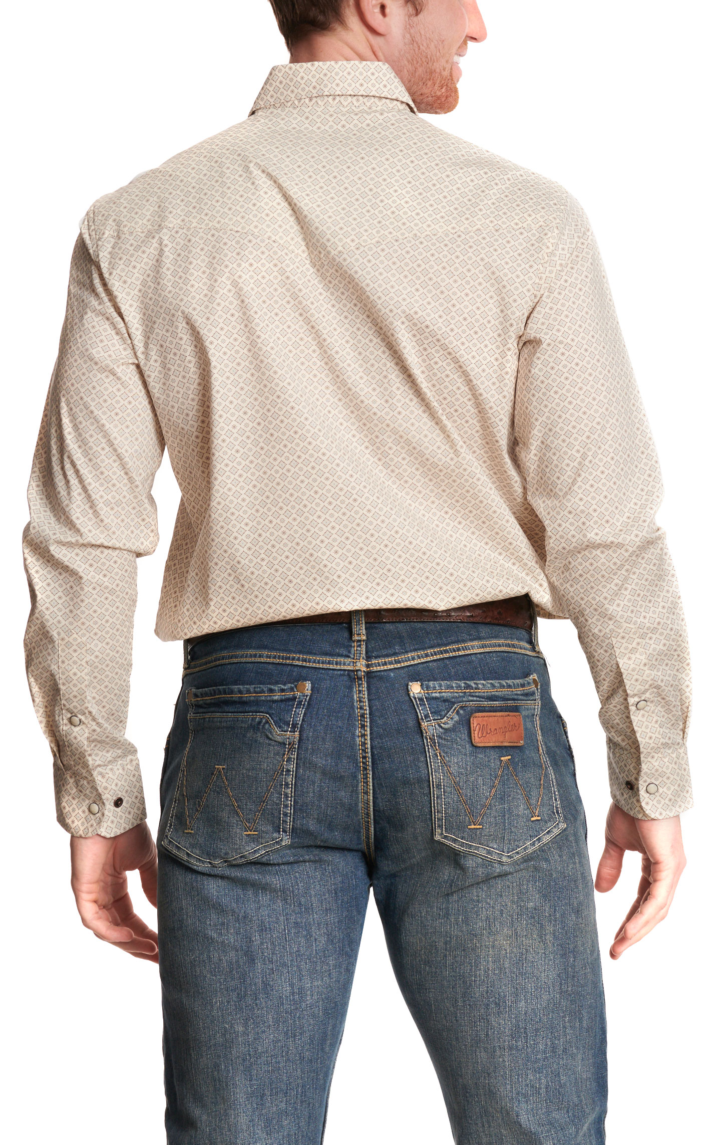 Rafter C Men's ProFlex45 Cream & Chocolate Geo Western Shirt - Image 1