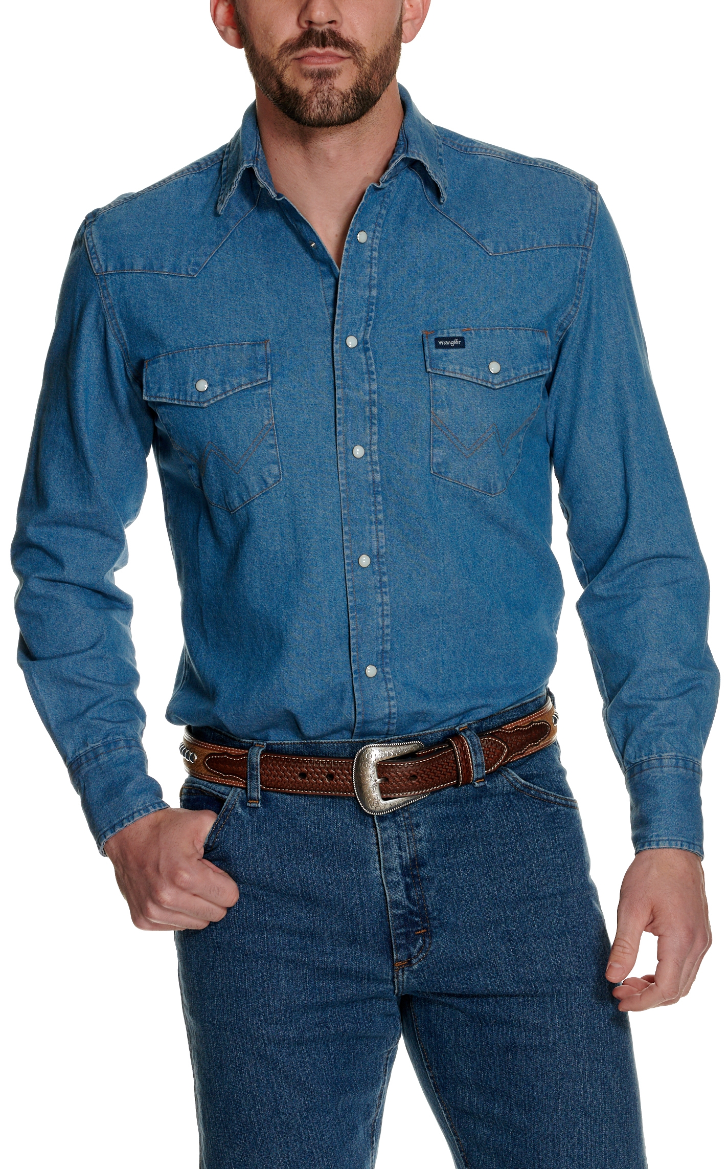 Wrangler Men's Denim Long Sleeve Workshirt - Big & Tall - Image 1