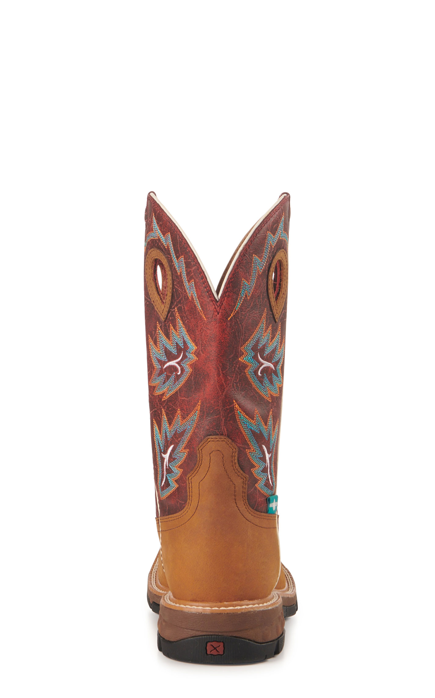 Twisted X Men's Tan and Burgundy Waterproof CellStretch Wide Square Toe Work Boots - Image 1