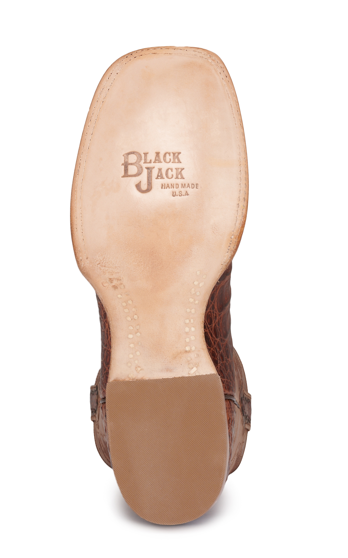 Black Jack Men's Tan and Tobacco Caiman Lone Star Wide Square Toe Exotic Cowboy Boots - Image 1