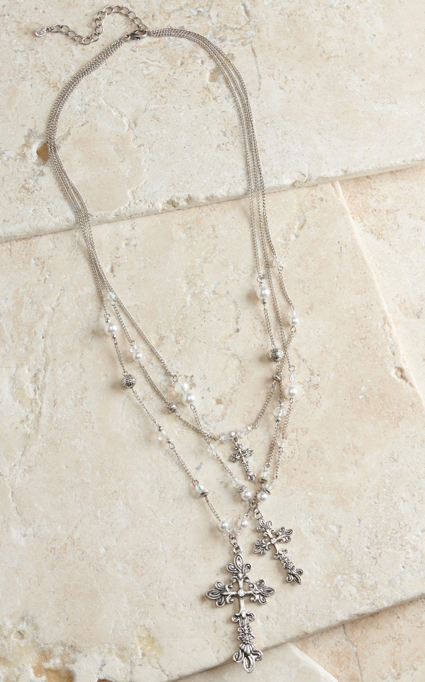 M&F Western Products Cross Pearl Long Multi Chain Jewelry Set - Image 1