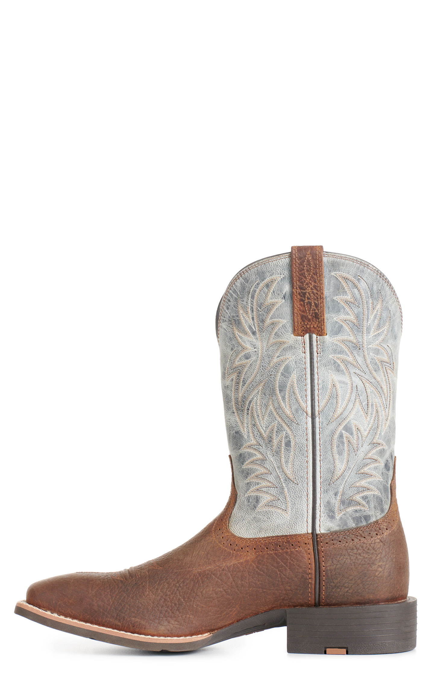 Ariat Men's Sport Dark Brown and Glacier Blue Wide Square Toe Cowboy Boots - Image 1