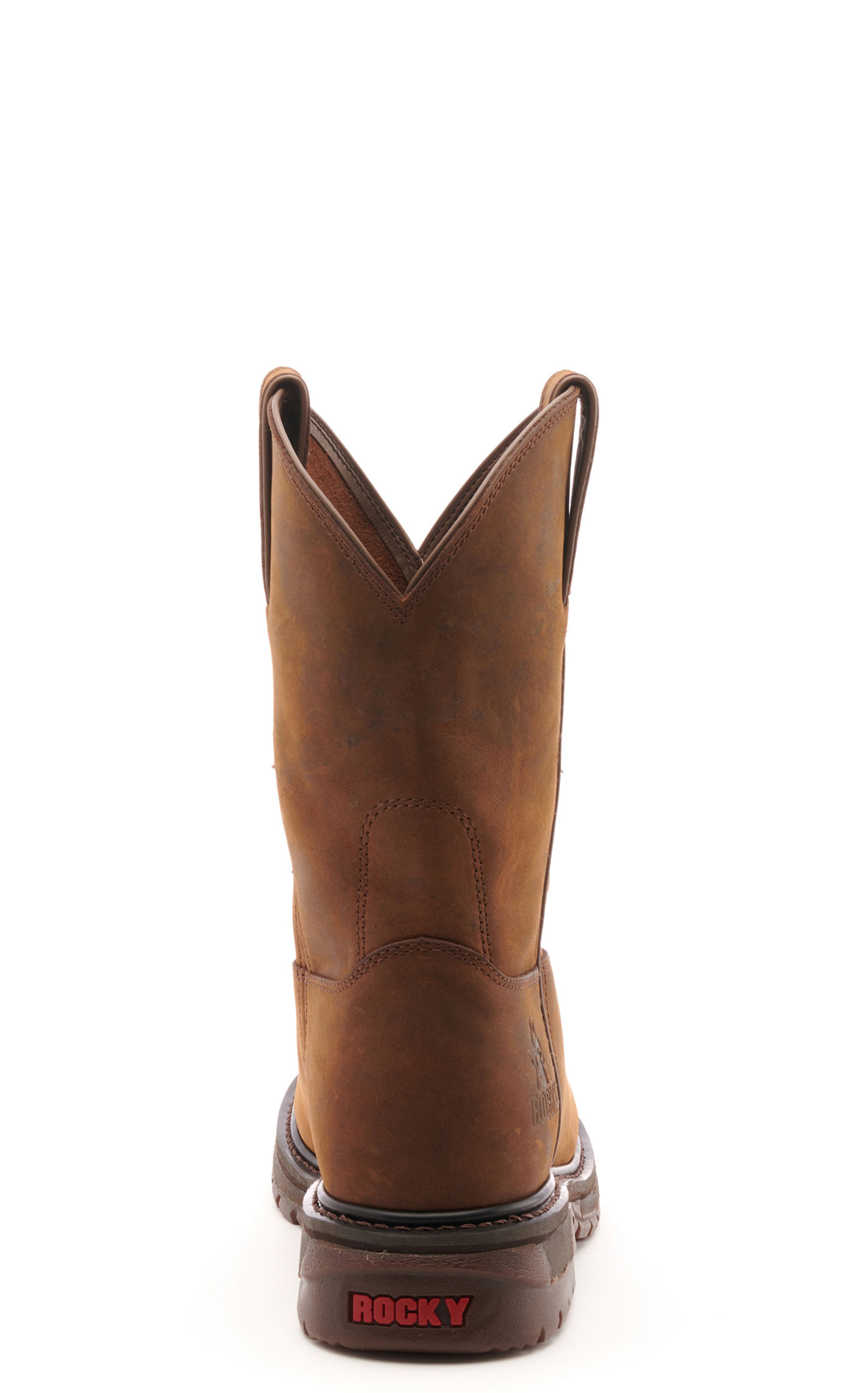 Rocky Men's Original Ride Brown Round Steel Toe Wellington Work Boot - Image 1