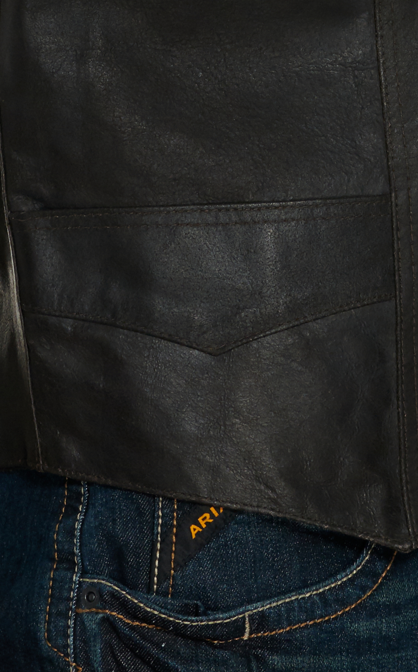 Cripple Creek Men's Antique Chocolate Leather Snap Vest - Image 1