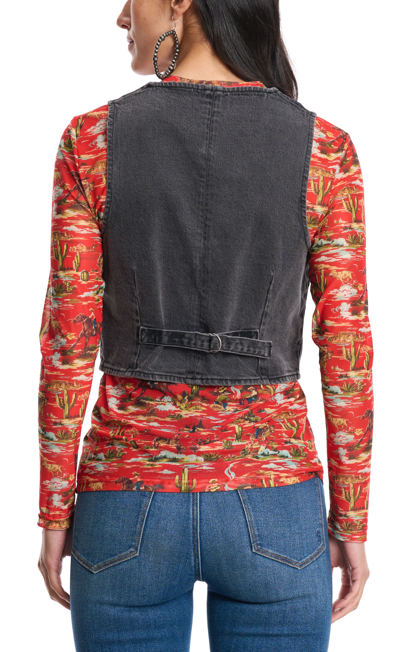 One Up Women's Gray Denim Vest - Image 1