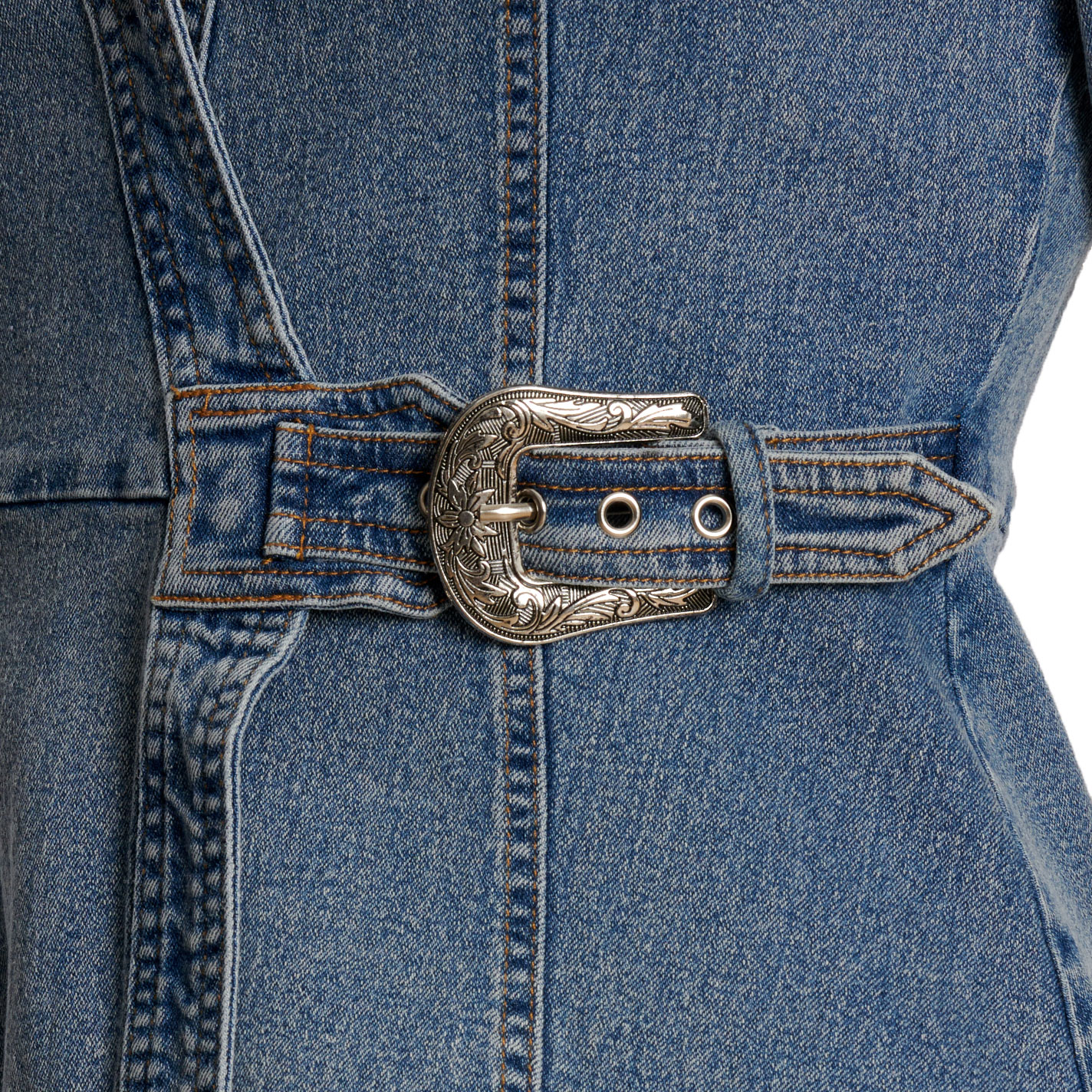 Blue B Women’s Denim Western Buckle Wrap Dress - Image 1
