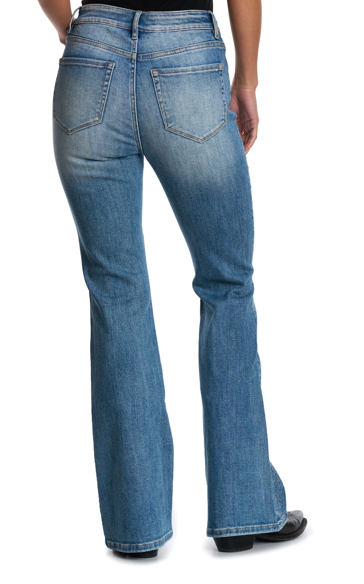 Mica Women's Light Wash Crystal Studded Flare Leg Jeans - Image 1