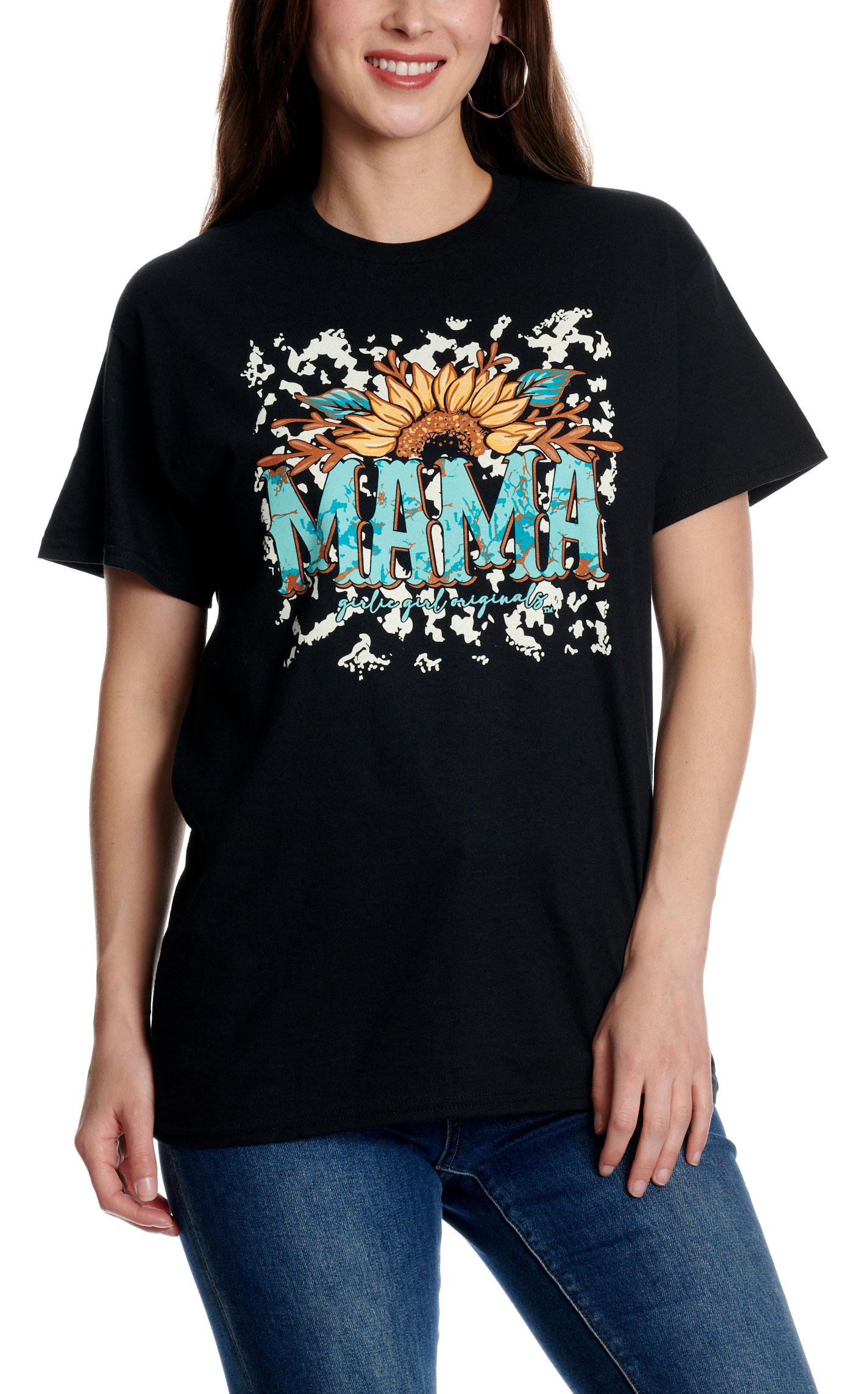 Girlie Girl Women's Sunflower Mama Black Graphic T-Shirt - Image 2