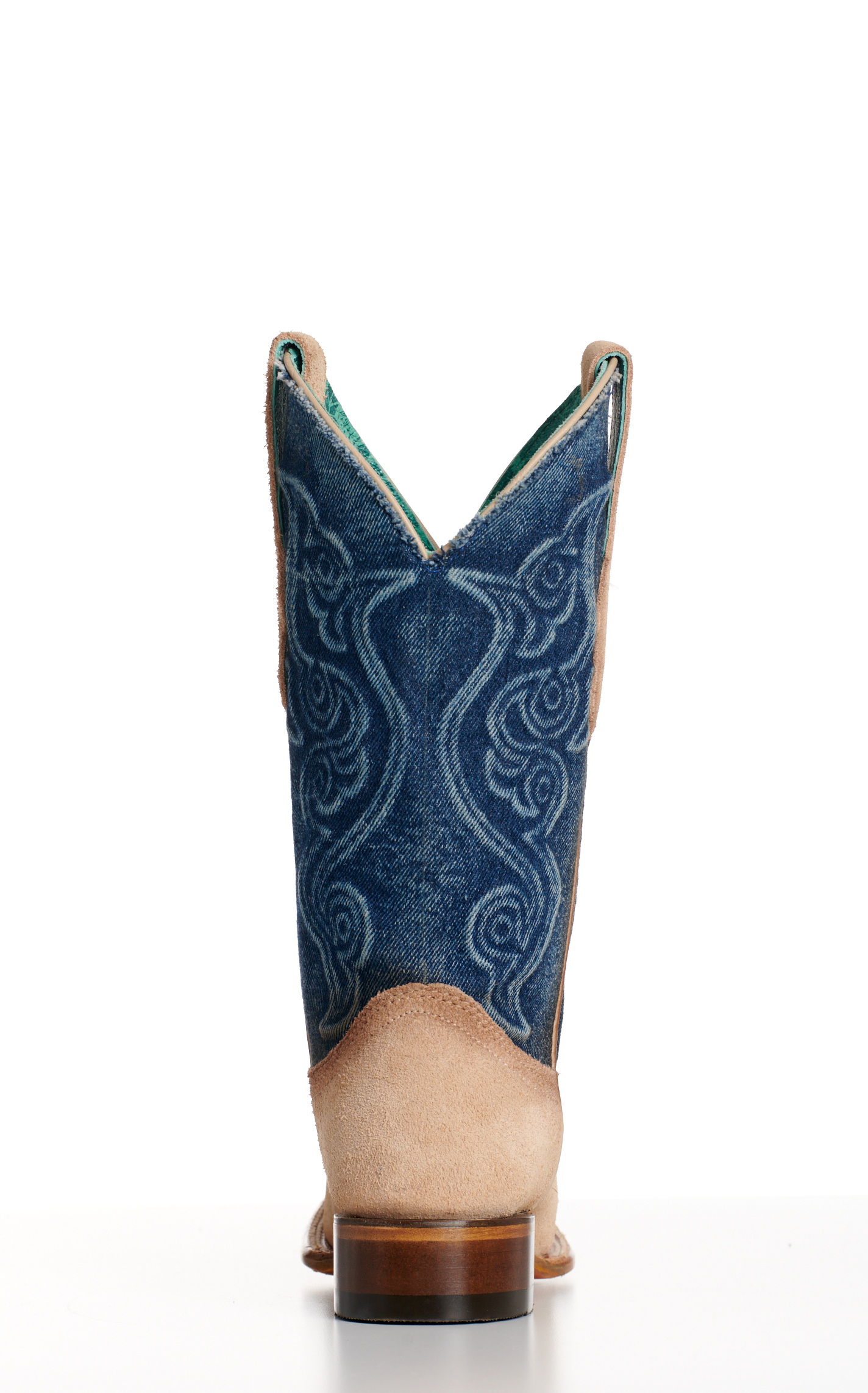 Corral Women's Sand Suede and Denim Wide Square Toe Cowboy Boots - Image 1