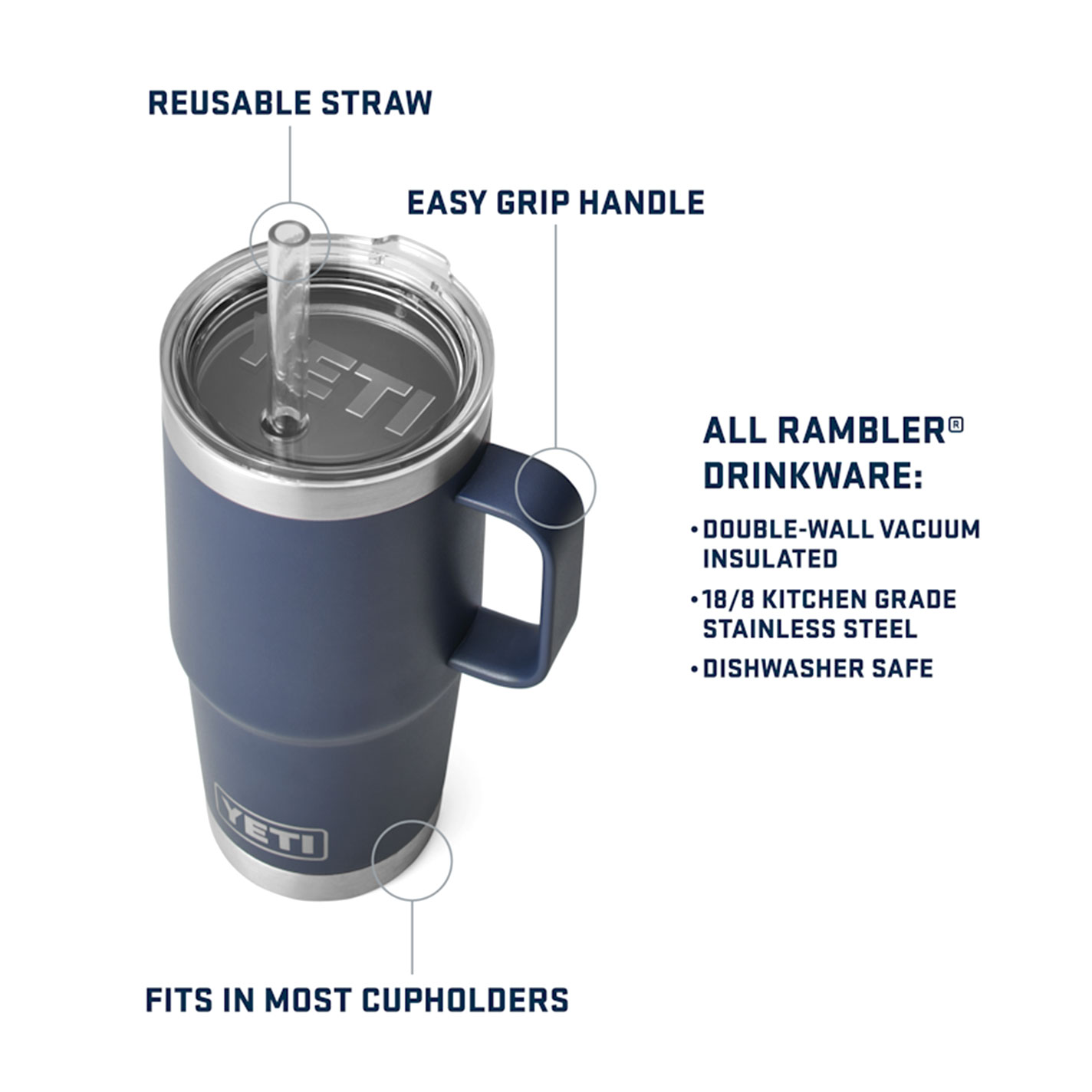 YETI Cape Taupe 25 oz. Rambler Straw Mug - Image 1