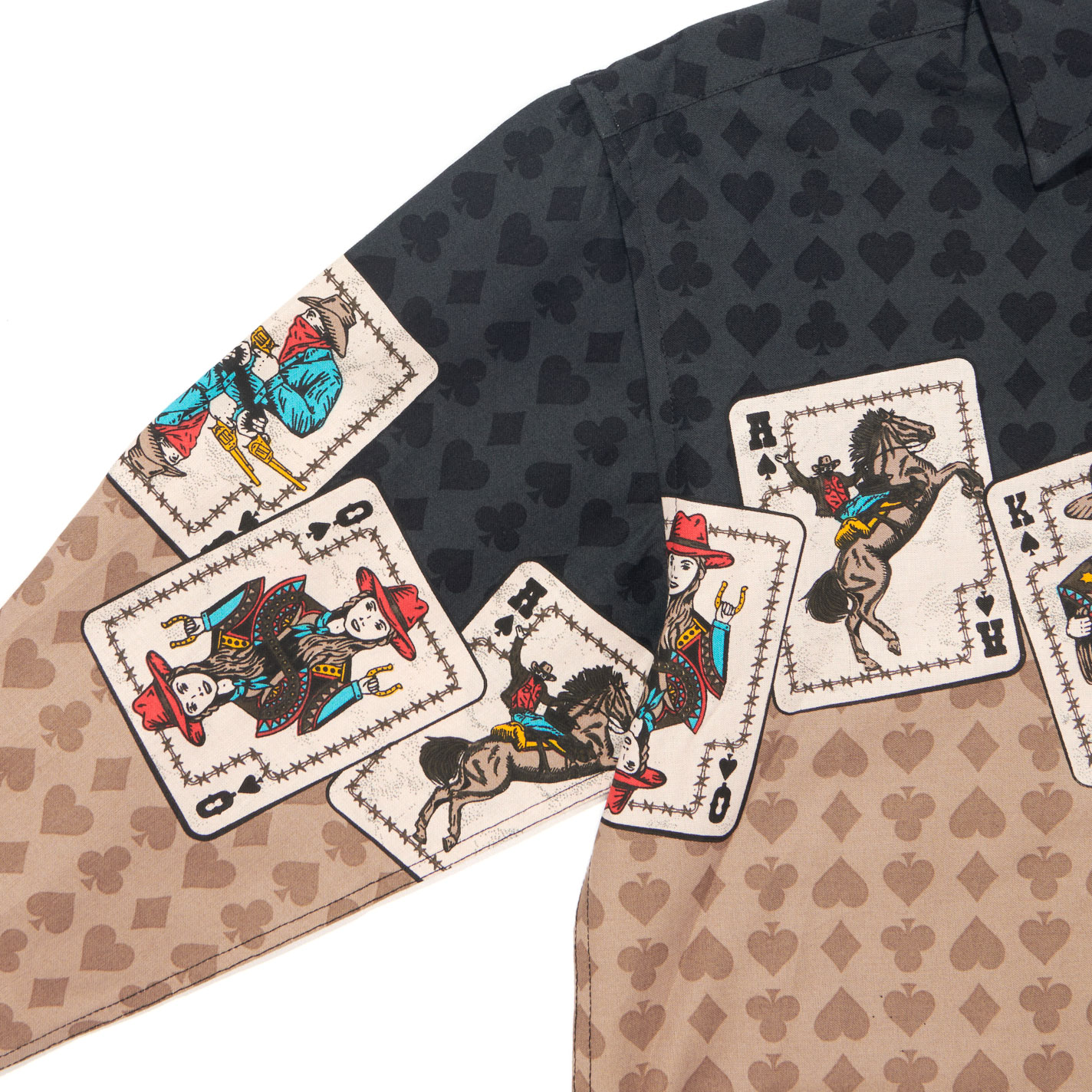 Panhandle Slim Boy's Black & Taupe Cards Border Western Shirt - Image 1