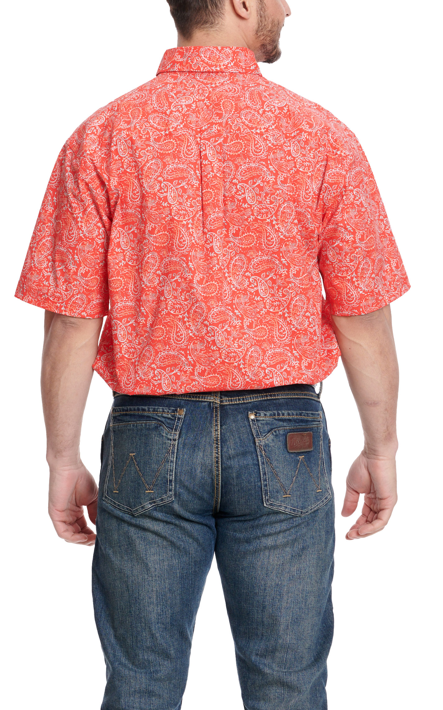 Wrangler Men's George Strait Collection Red Paisley Short Sleeve Western Shirt - Image 1
