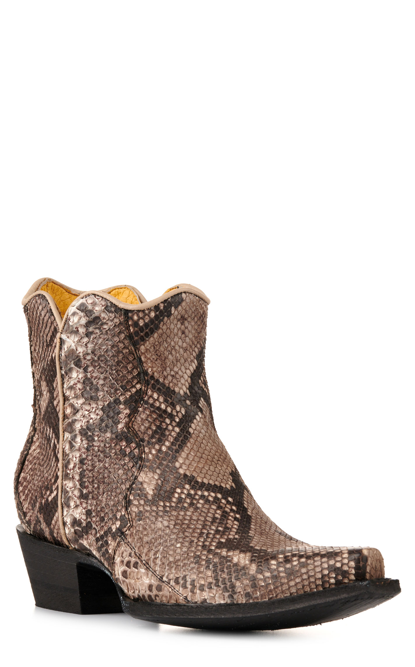 Cavender's Women's Rustic Natural Python Snip Toe Western Booties - Image 1