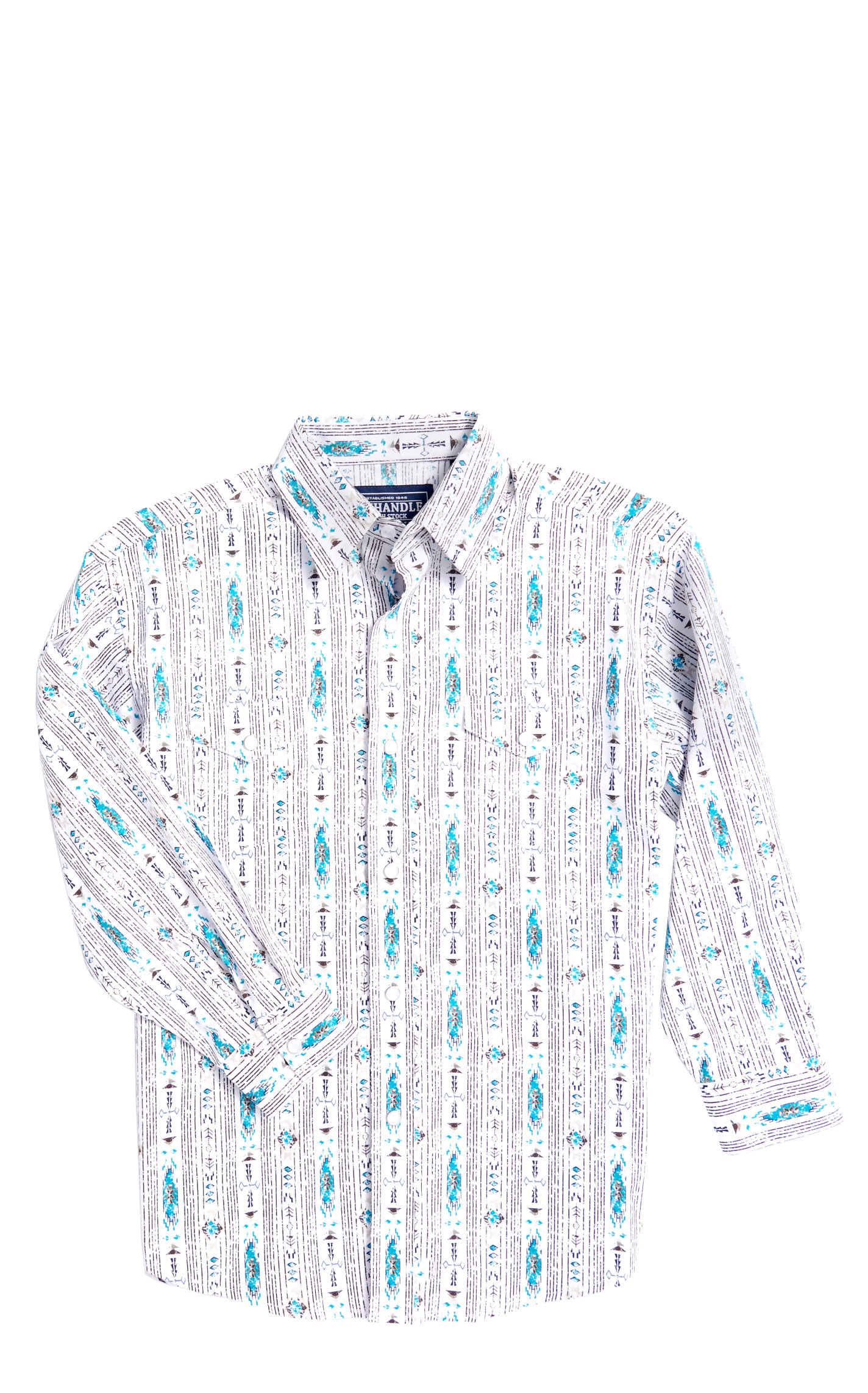 Panhandle Boy's Rough Stock Chocolate Aztec Print Western Shirt - Image 1
