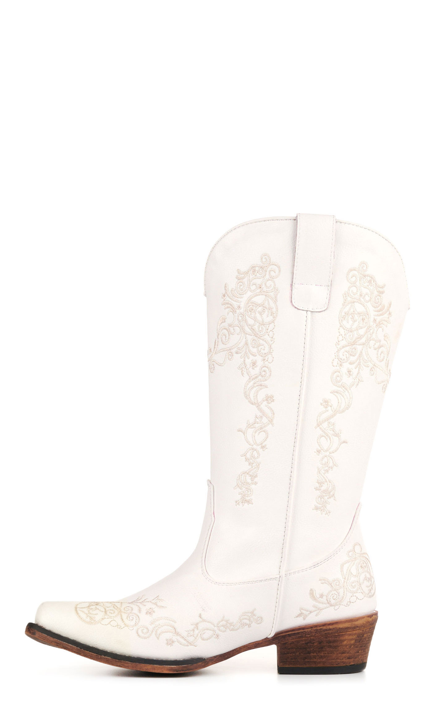 Roper Women's Riley Scroll White with Ivory Floral Embroidery Snip Toe Cowboy Boots - Image 1