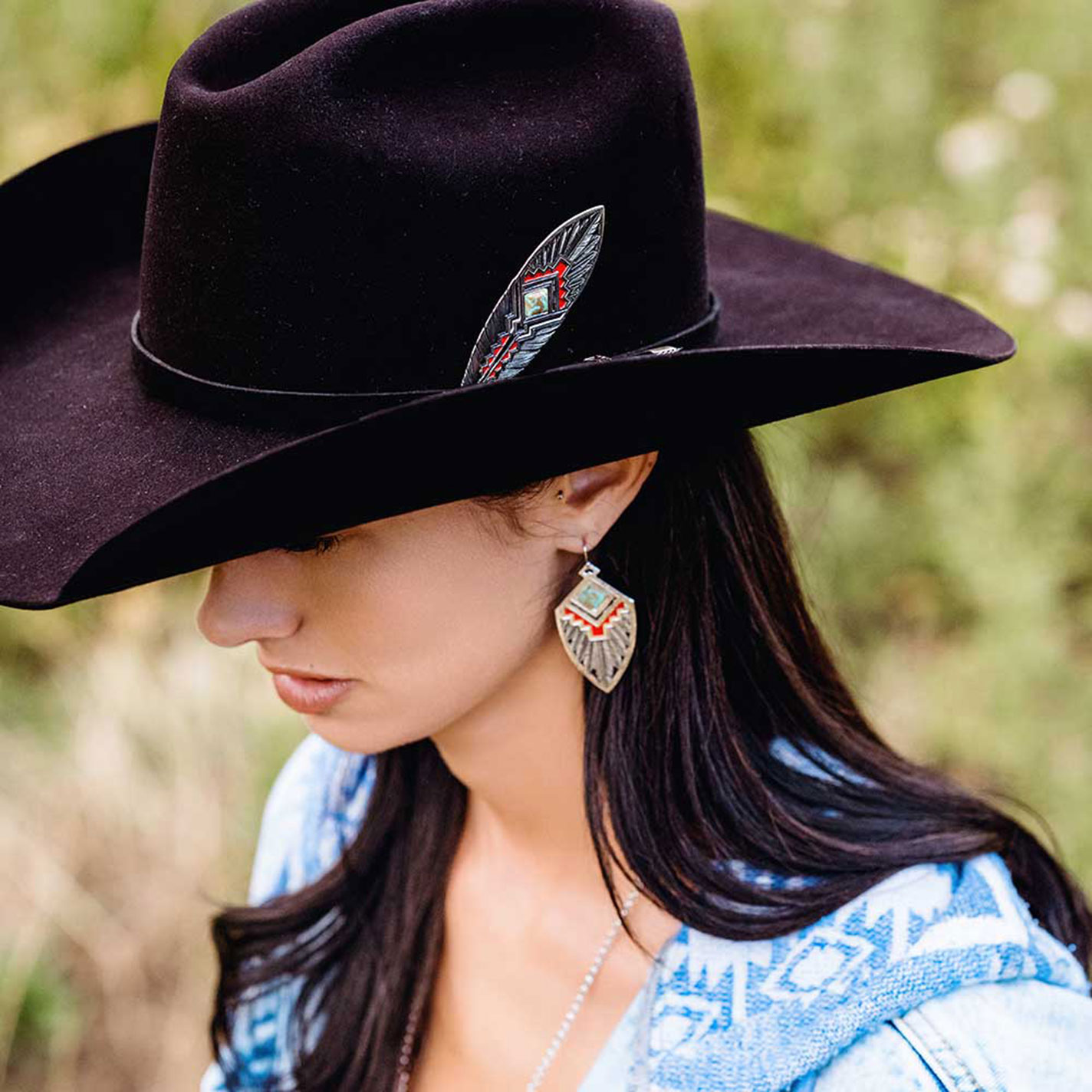 Montana Silversmith Aura American Made Aztec Hat Feather - Image 2