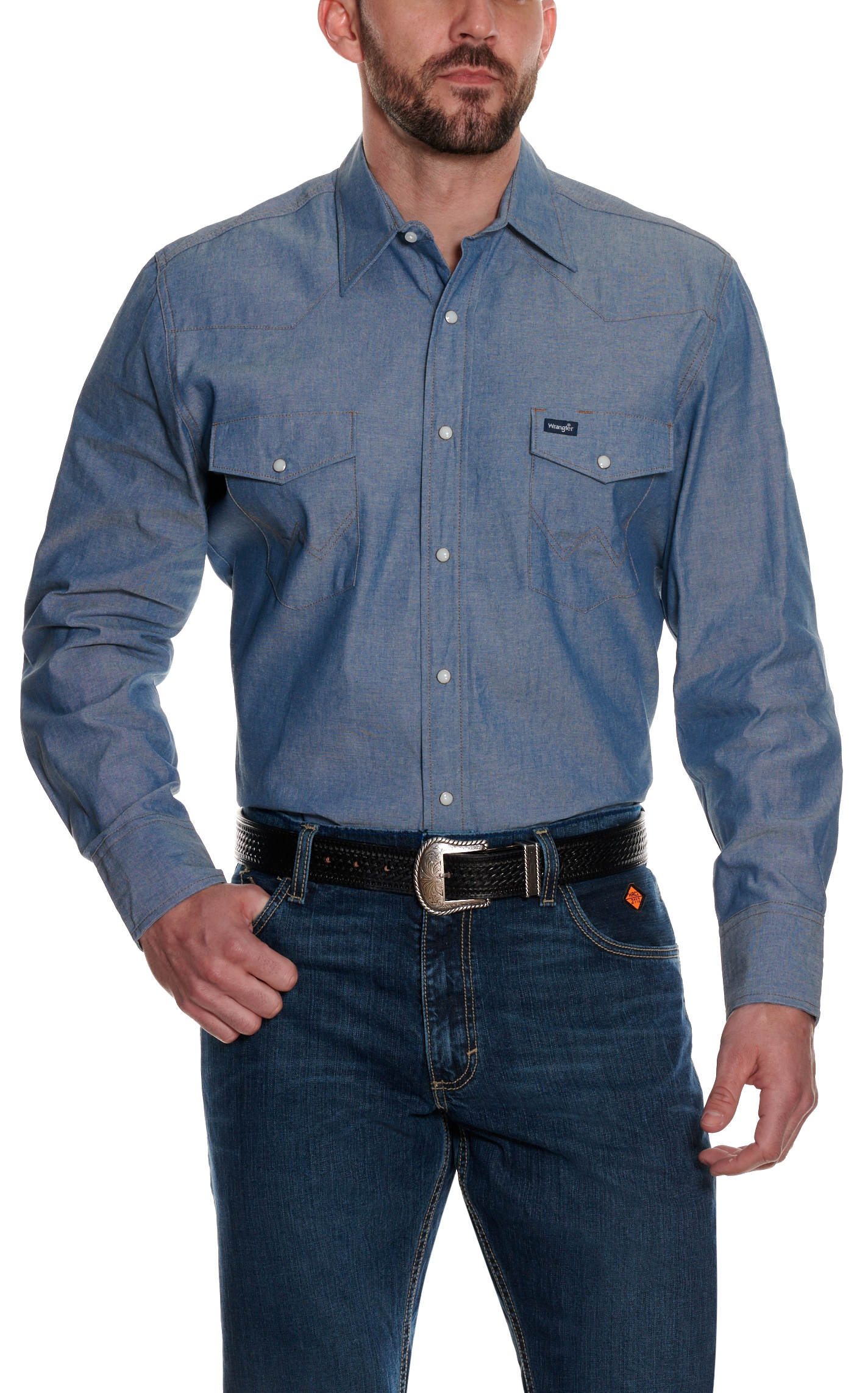 Wrangler Men's Chambray Long Sleeve Work Shirt - Big & Tall - Image 1