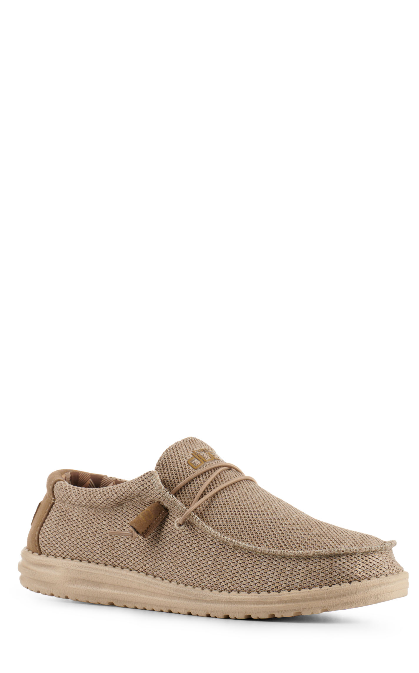Hey Dude Men's Wally Sox Khaki Round Toe Lace Up Casual Shoes - Image 1