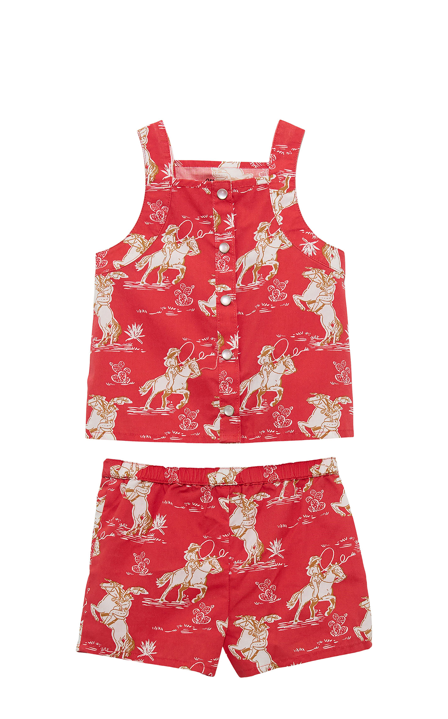 Wrangler Toddler Girl's Red Cowgirl Print Shorts Set - Image 1