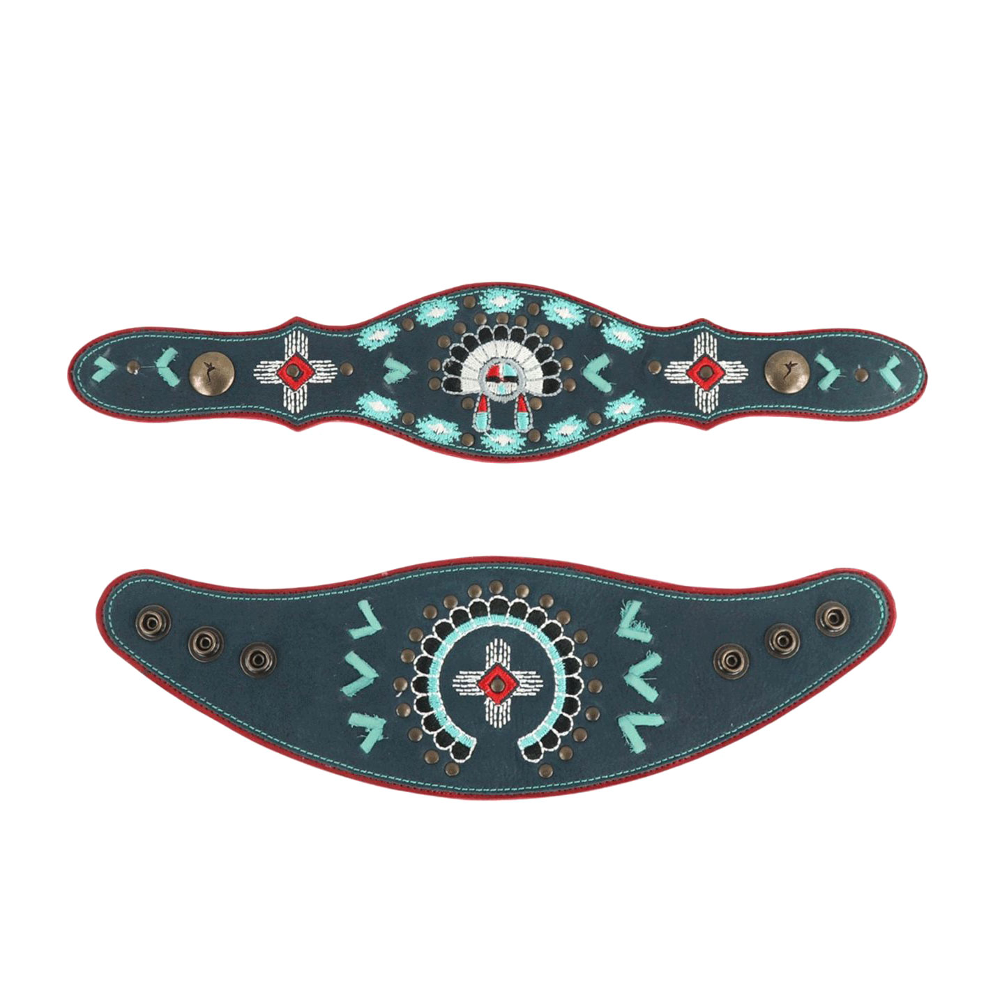 Agave Blue Navy Zuni Embroidered Boot Lassos - Image 1