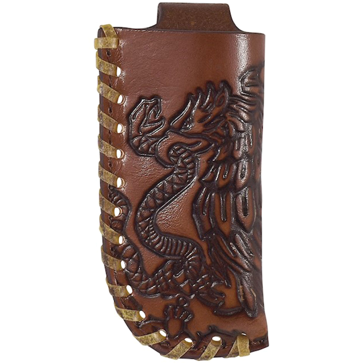 Justin Rich Brown Leather Eagle & Snake Tooled Knife Sheath - Image 1