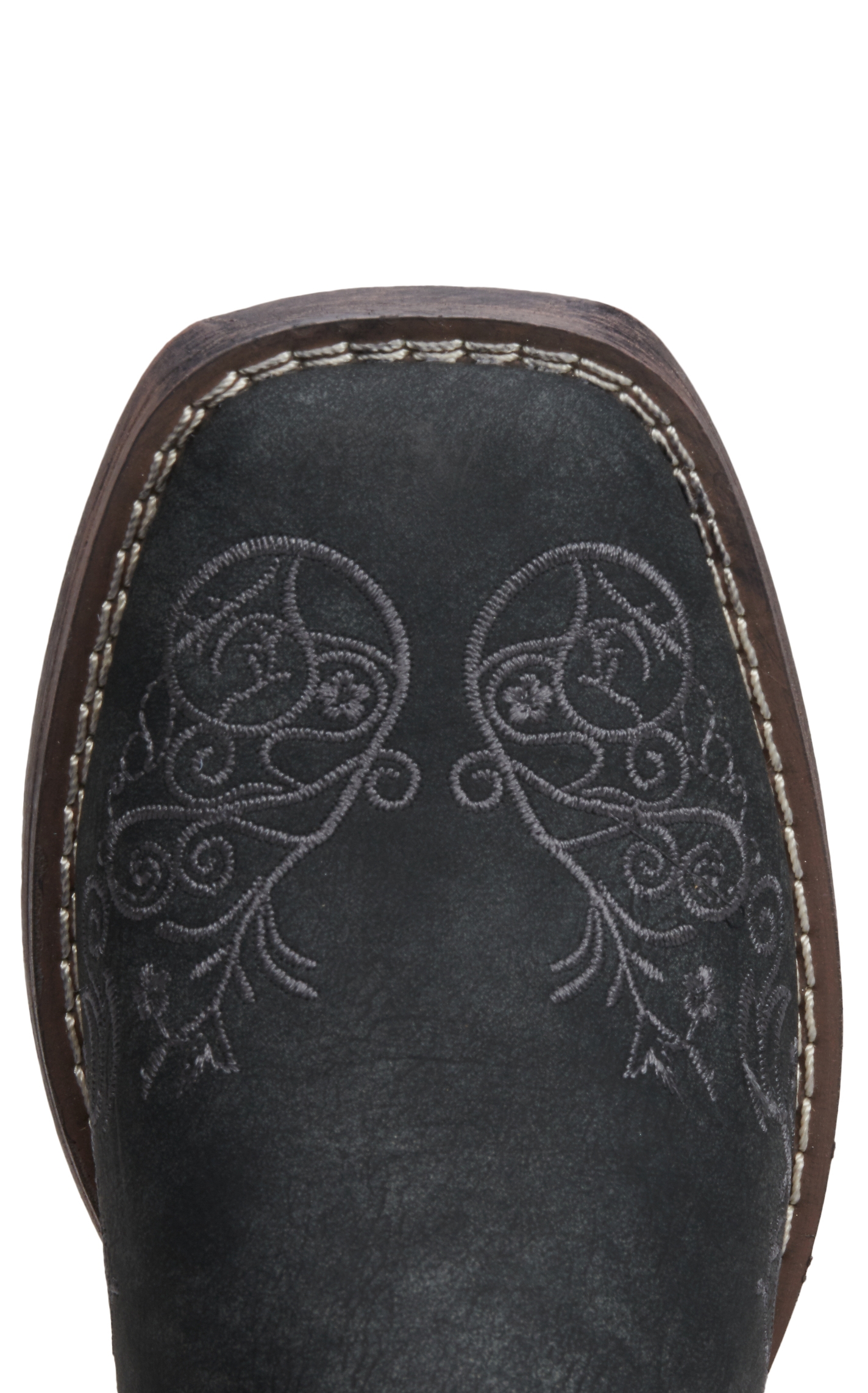Roper Women's Black Bomber with Scroll Embroidery Wide Square Toe Cowboy Boots - Image 1