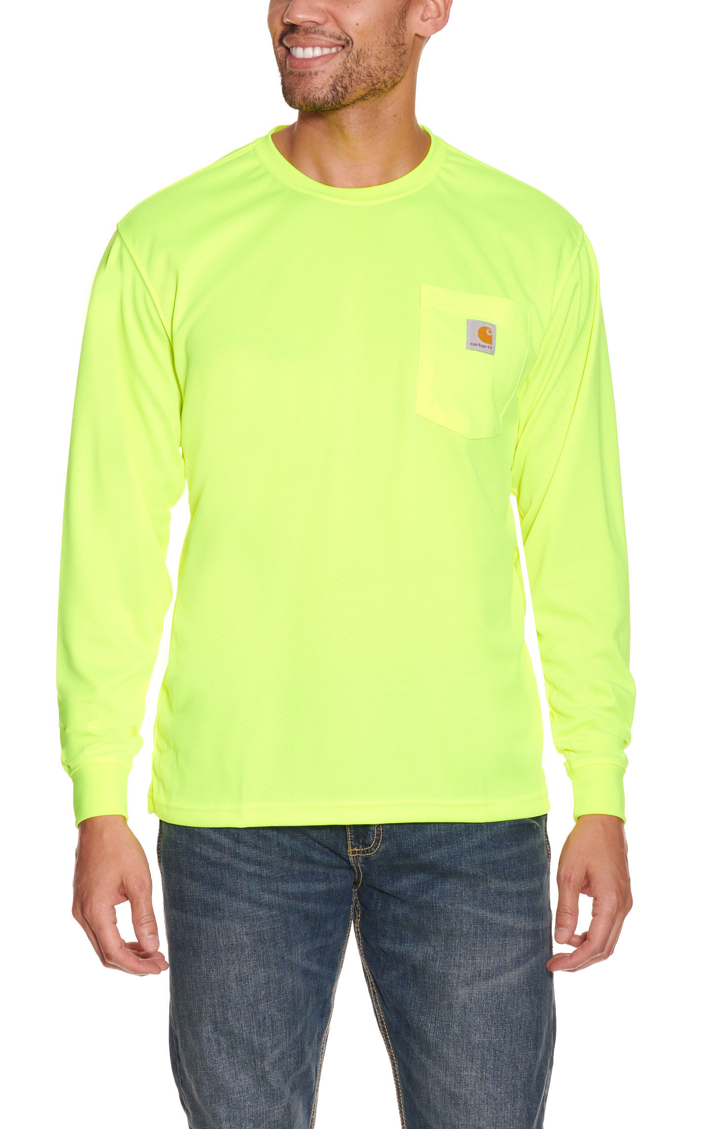 Carhartt Men's Force Lime Color Enhanced Long Sleeve Work T-Shirt - Image 1