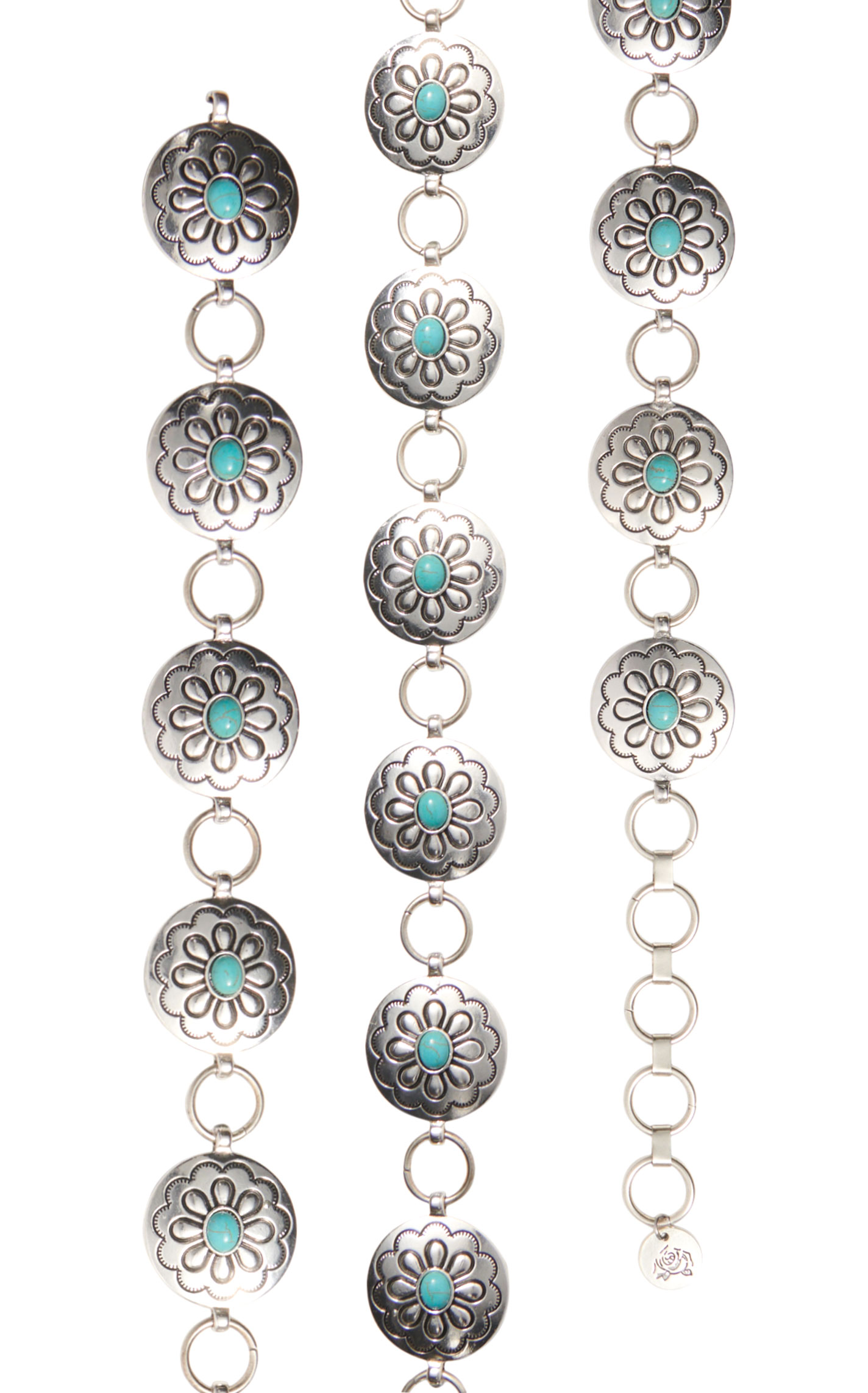 Southern Grace Women's Silver & Turquoise Stone Concho Belt - Image 1