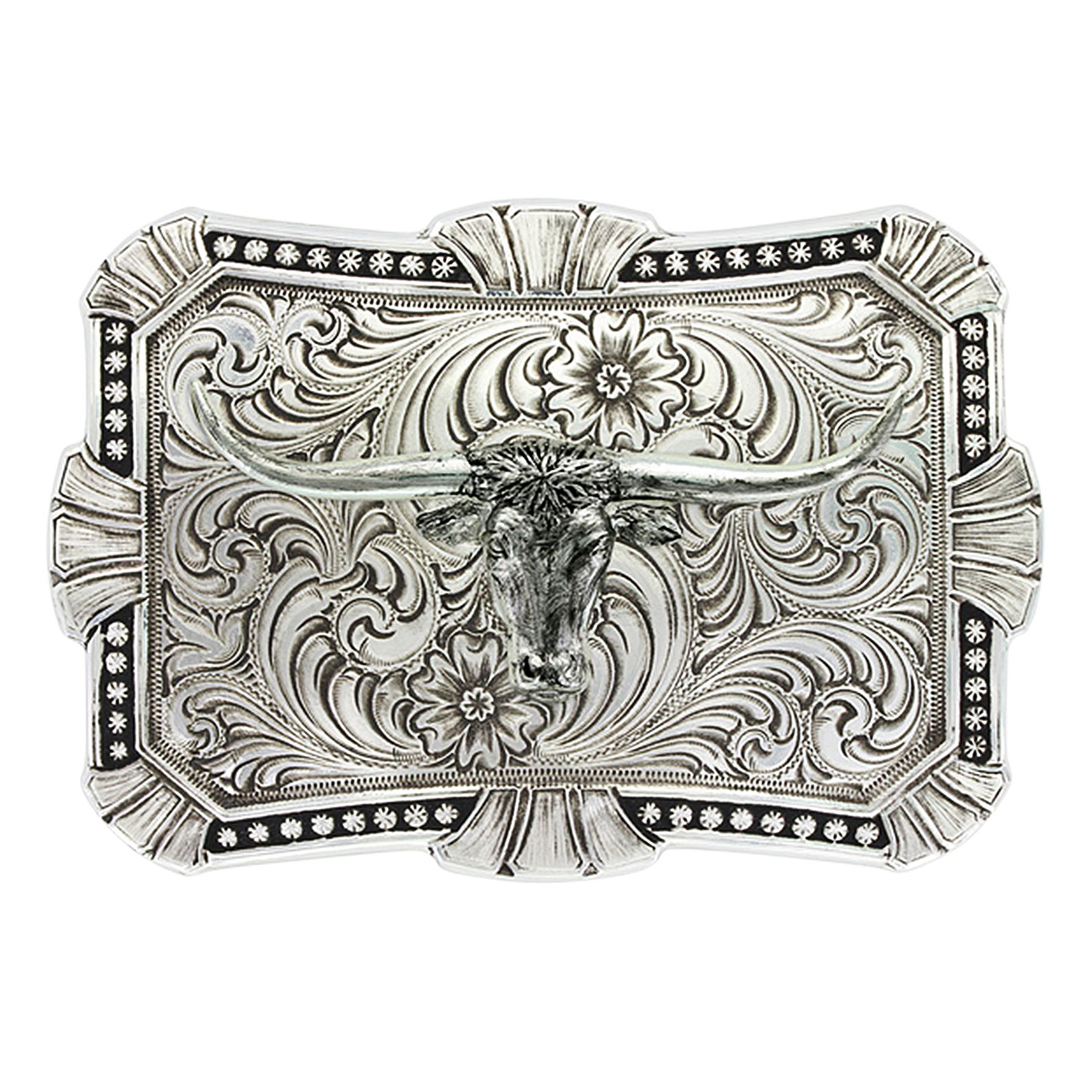 Montana Silversmiths Antiqued Trailblazer with Longhorn Belt Buckle - Image 1