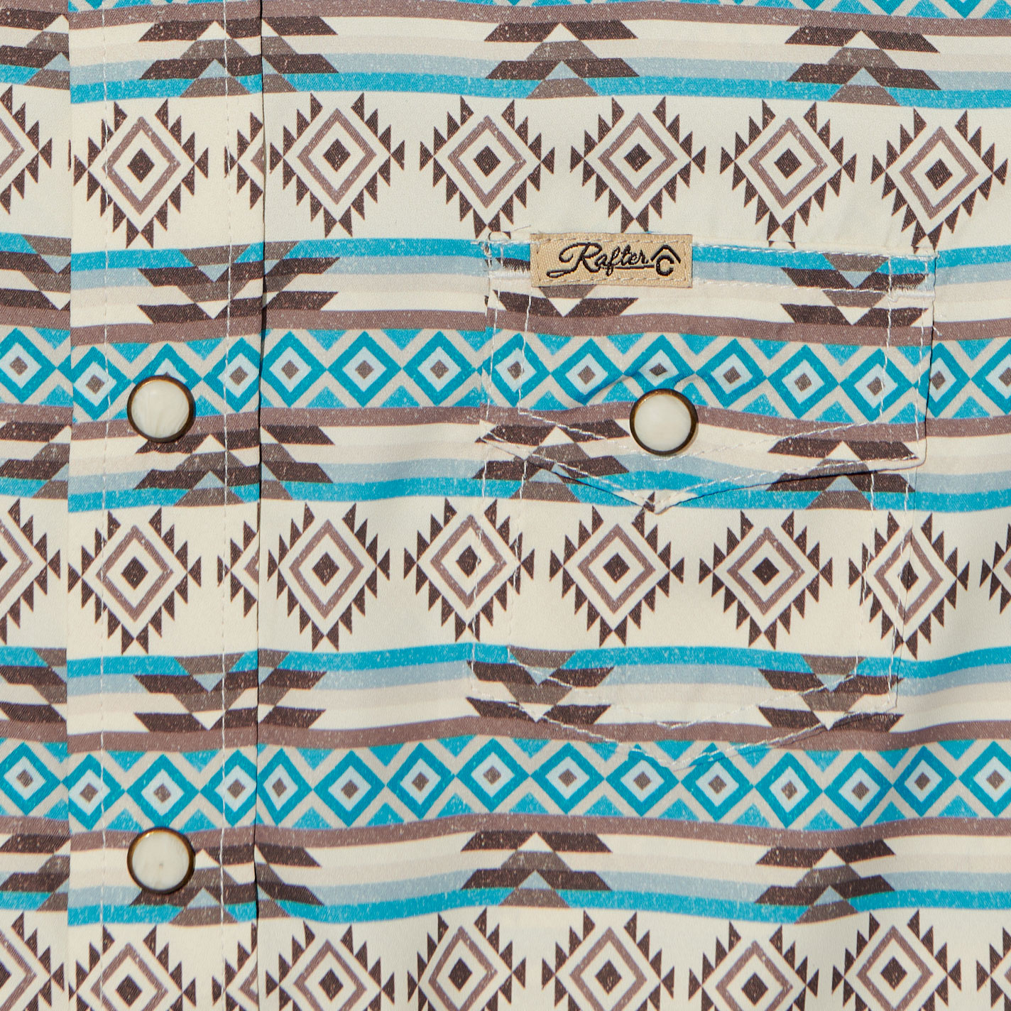 Rafter C Outdoors Boys's Turquoise & Latte Aztec Fishing Shirt - Image 1