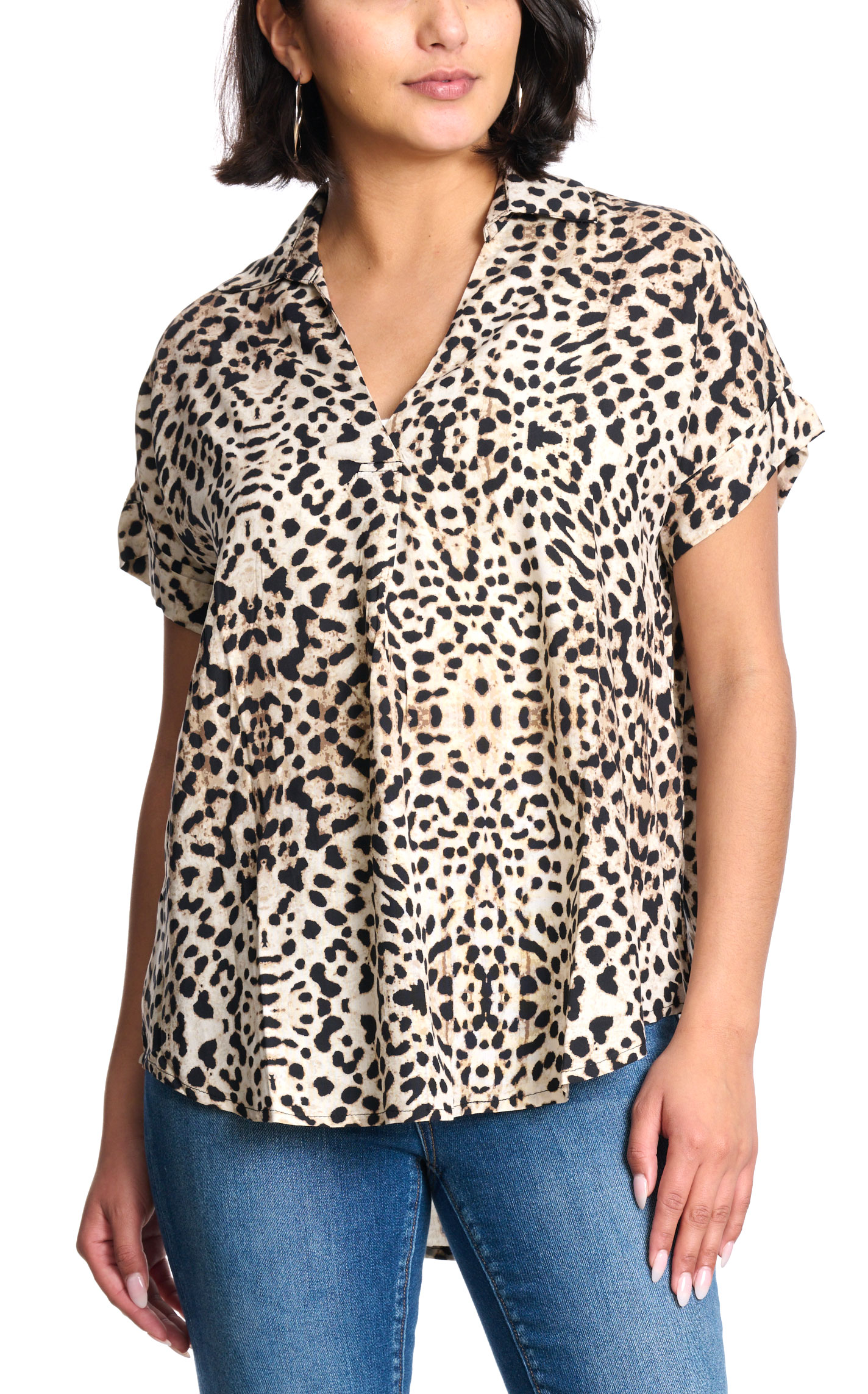 Cowgirl Hardware Women's Latte & Black Leopard Print Top - Image 1