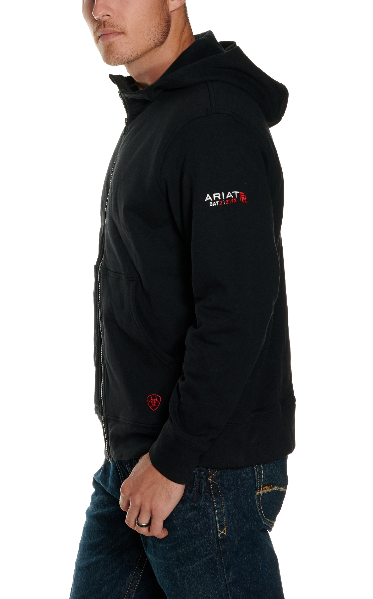 Ariat Men's HRC2 Black Long Sleeve FR Work Hoodie - Big & Tall - Image 1
