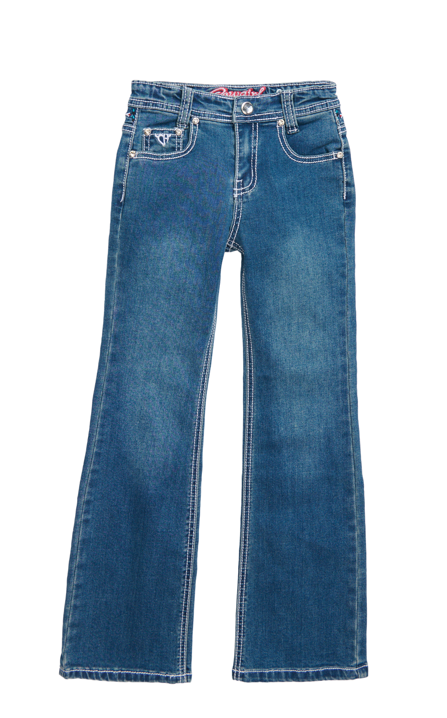 Cowboy Hardware Girl's Medium Wash Aztec Embroidered Boot Cut Jeans - Image 1