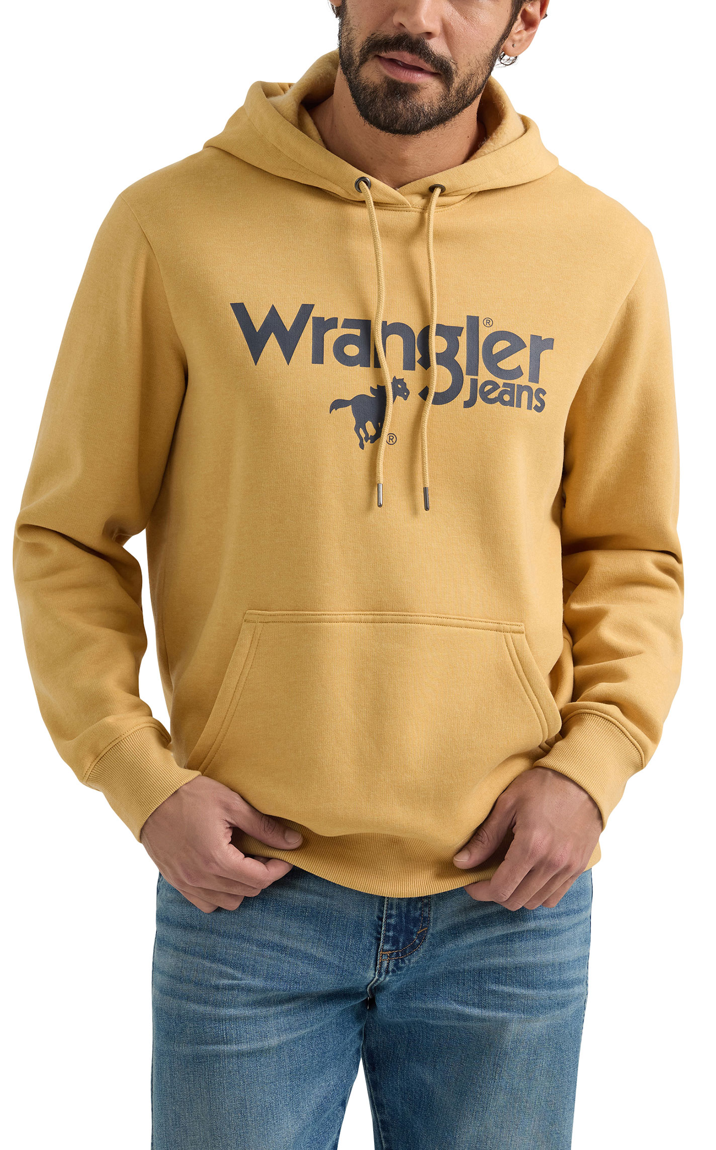 Wrangler Men's Muted Gold & Navy Logo Graphic Hoodie - Image 1