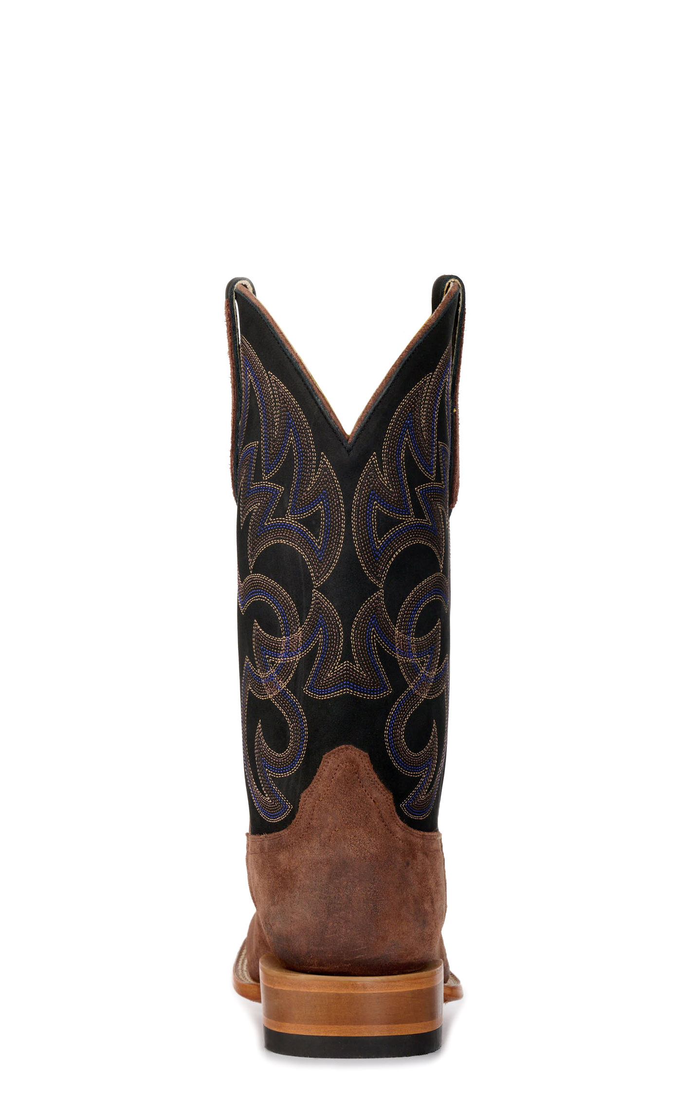 Cavender's Men's Brown Roughout and Black Wide Square Toe Cowboy Boots - Image 1