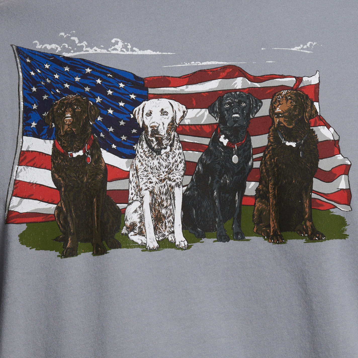 Wrangler Men's Blue American Flag & Dog Graphic T-Shirt - Image 1