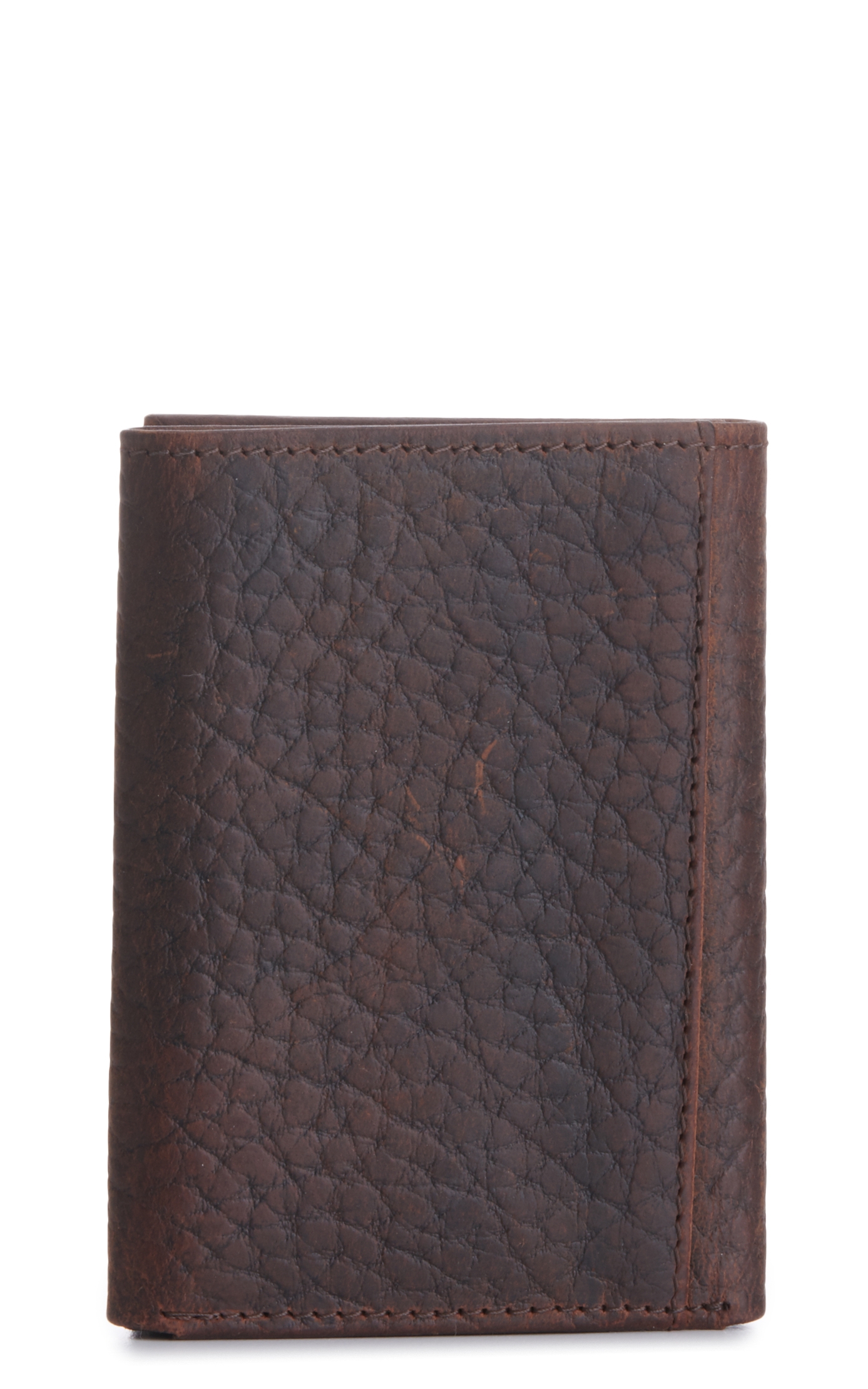 Ariat Men's Brown Embossed Shield Logo Trifold Wallet - Image 1