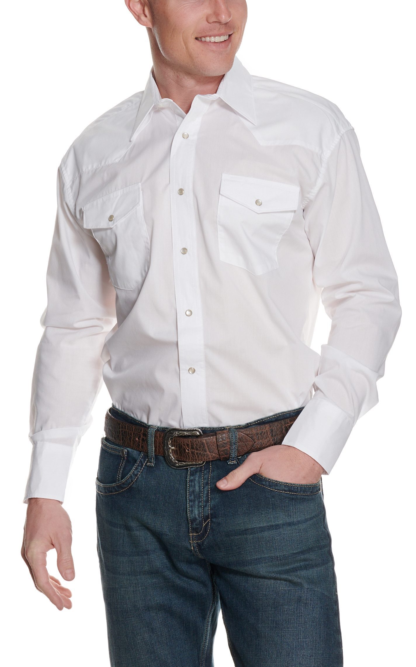 Wrangler Men's White Long Sleeve Western Shirt - Big & Tall - Image 1
