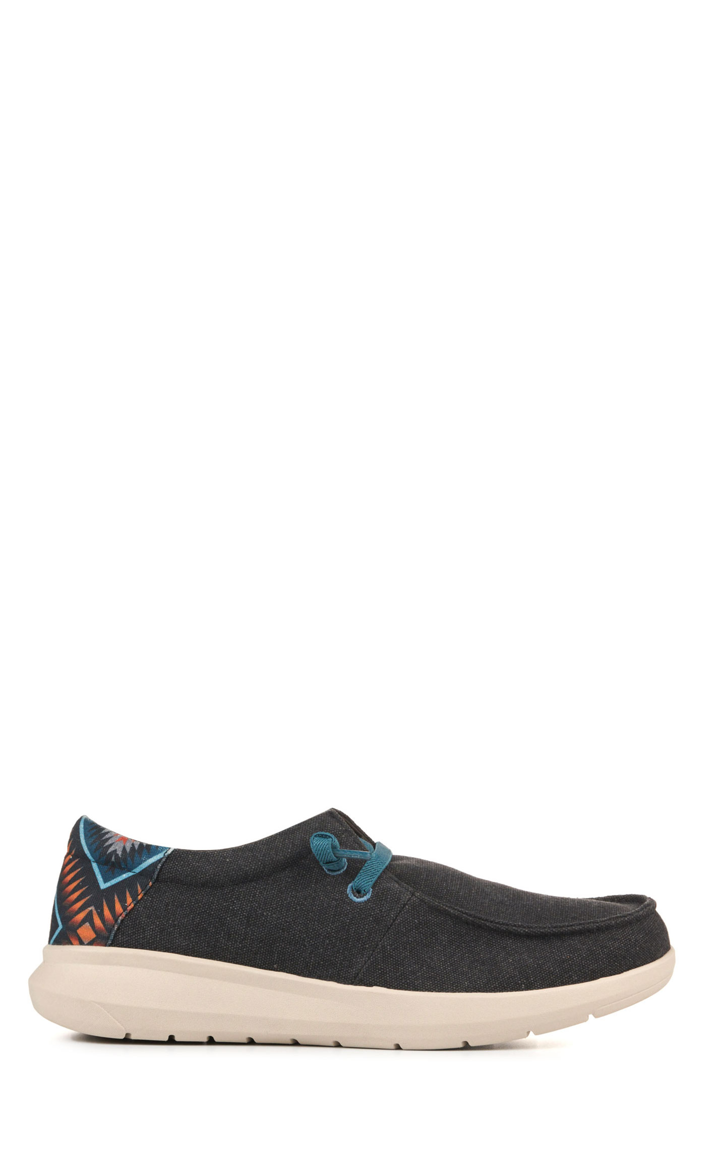 Ariat Men's Hilo Charcoal Blue with Aztec Print Canvas Stretch Lace Casual Shoe - Image 1