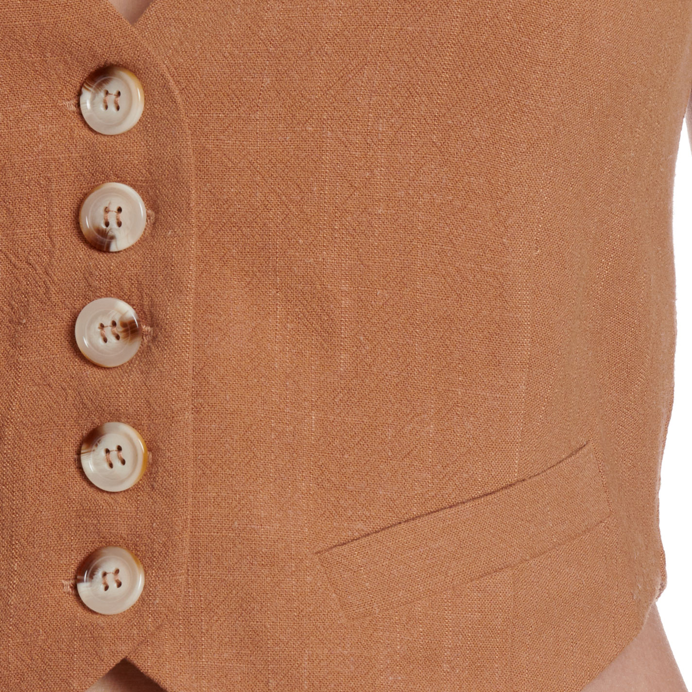 HYFVE Women's Caramel Brown Button Front Cropped Vest - Image 1
