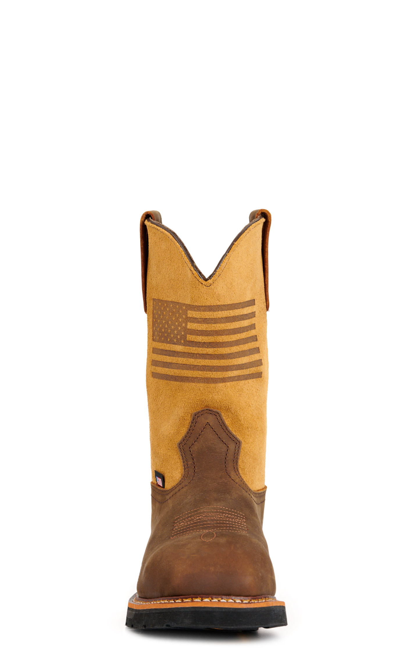 Thorogood Men's Brown and Tan with USA Flag Wide Square Composite Toe Work Boots - Image 1